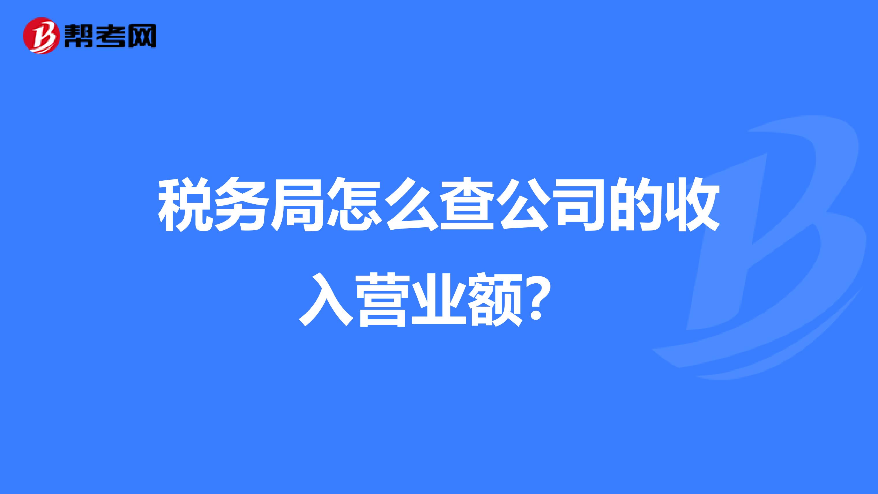 税务局怎么查公司的收入营业额？