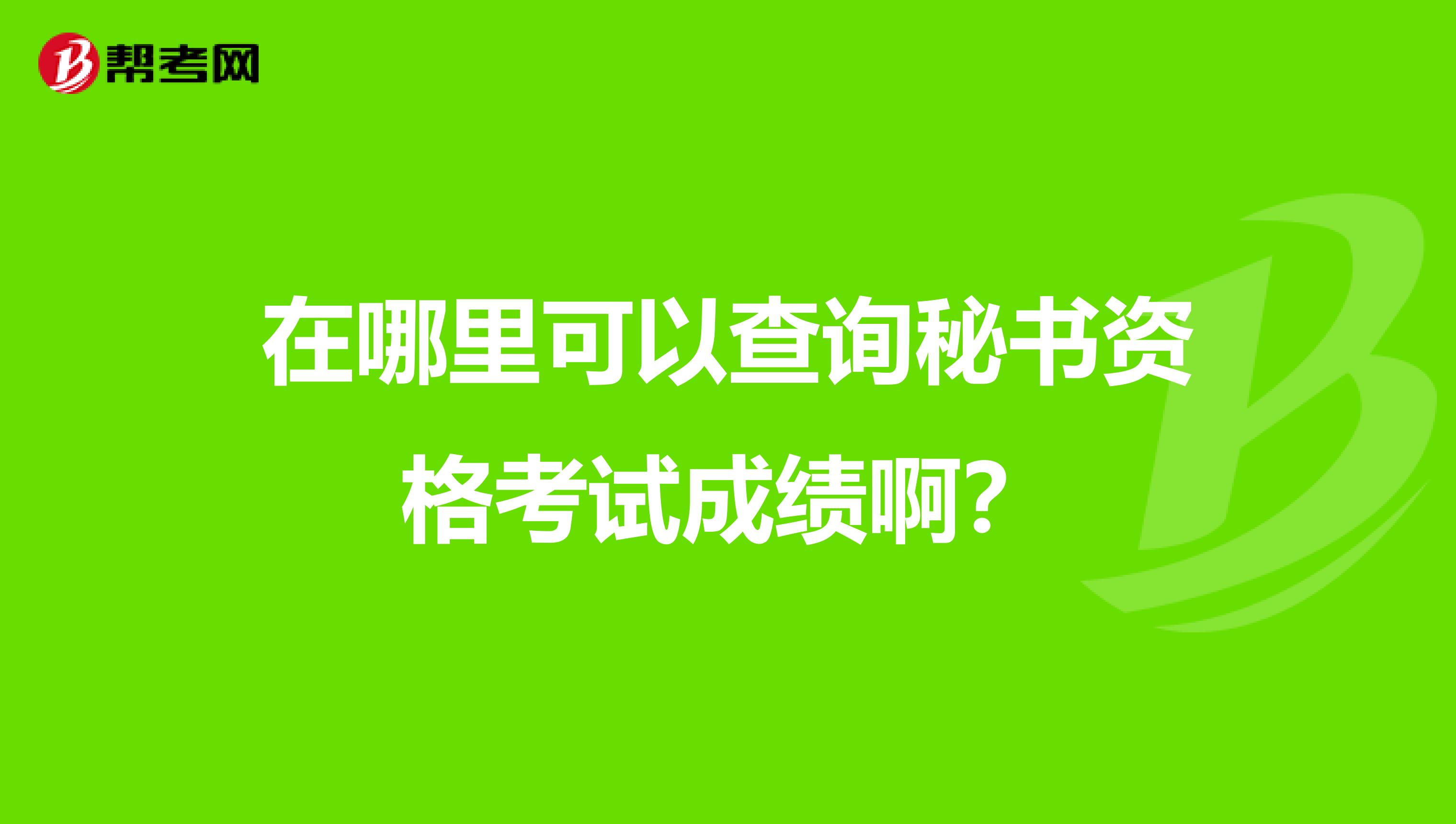 在哪里可以查询秘书资格考试成绩啊？