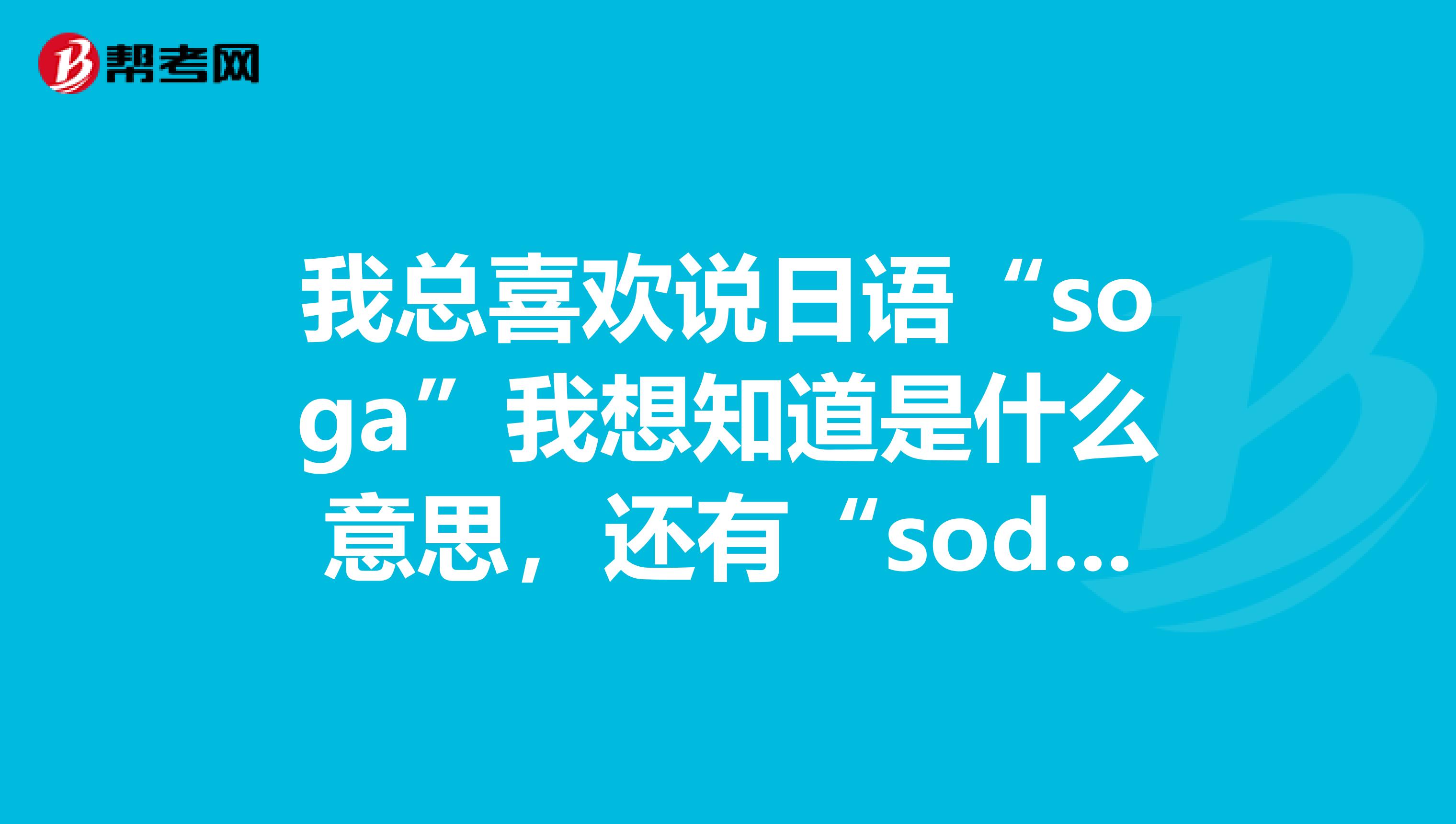 我总喜欢说日语“soga”我想知道是什么意思,还有“sodisinei