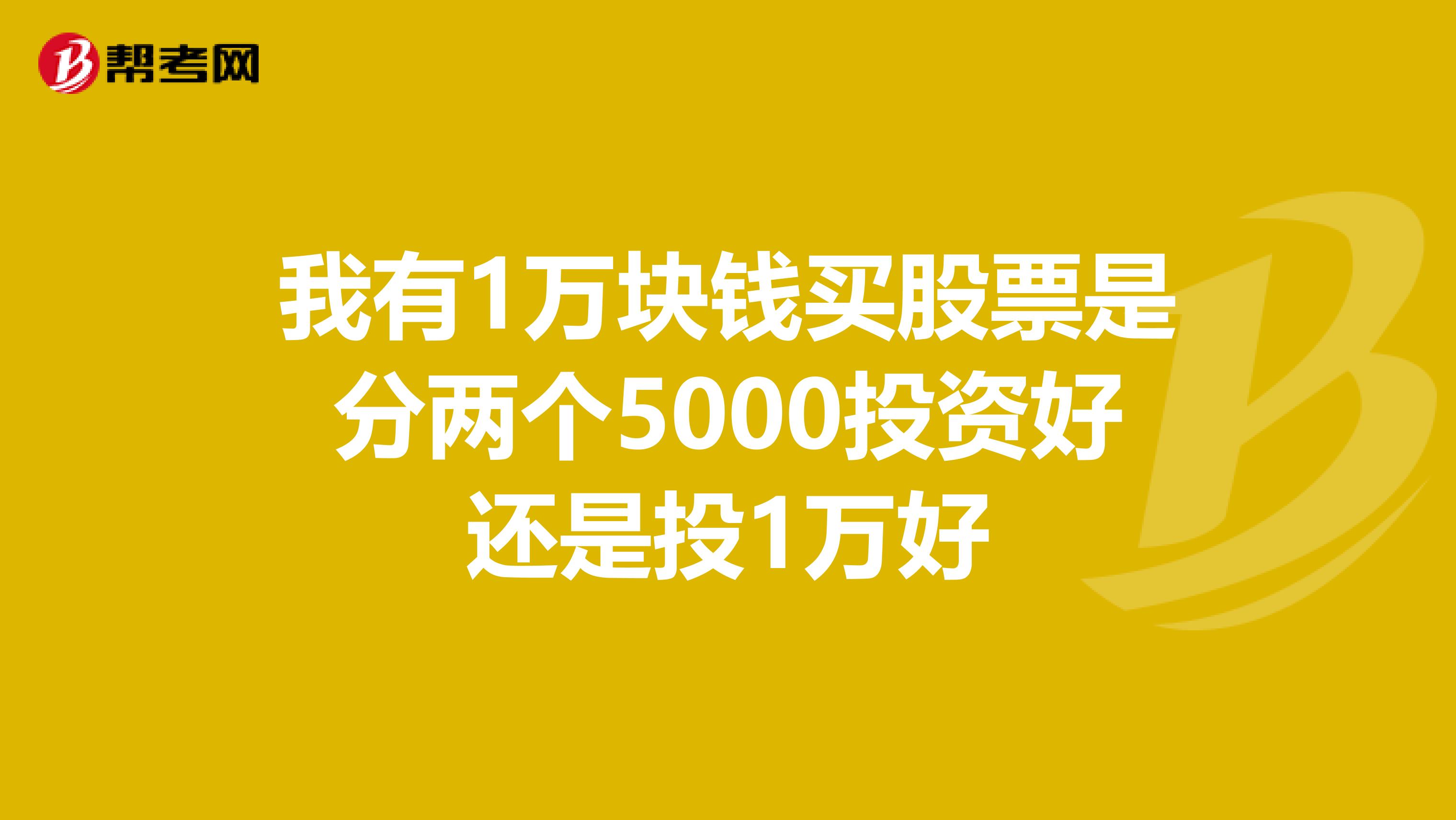 我有1万块钱买股票是分两个5000投资好还是投1万好