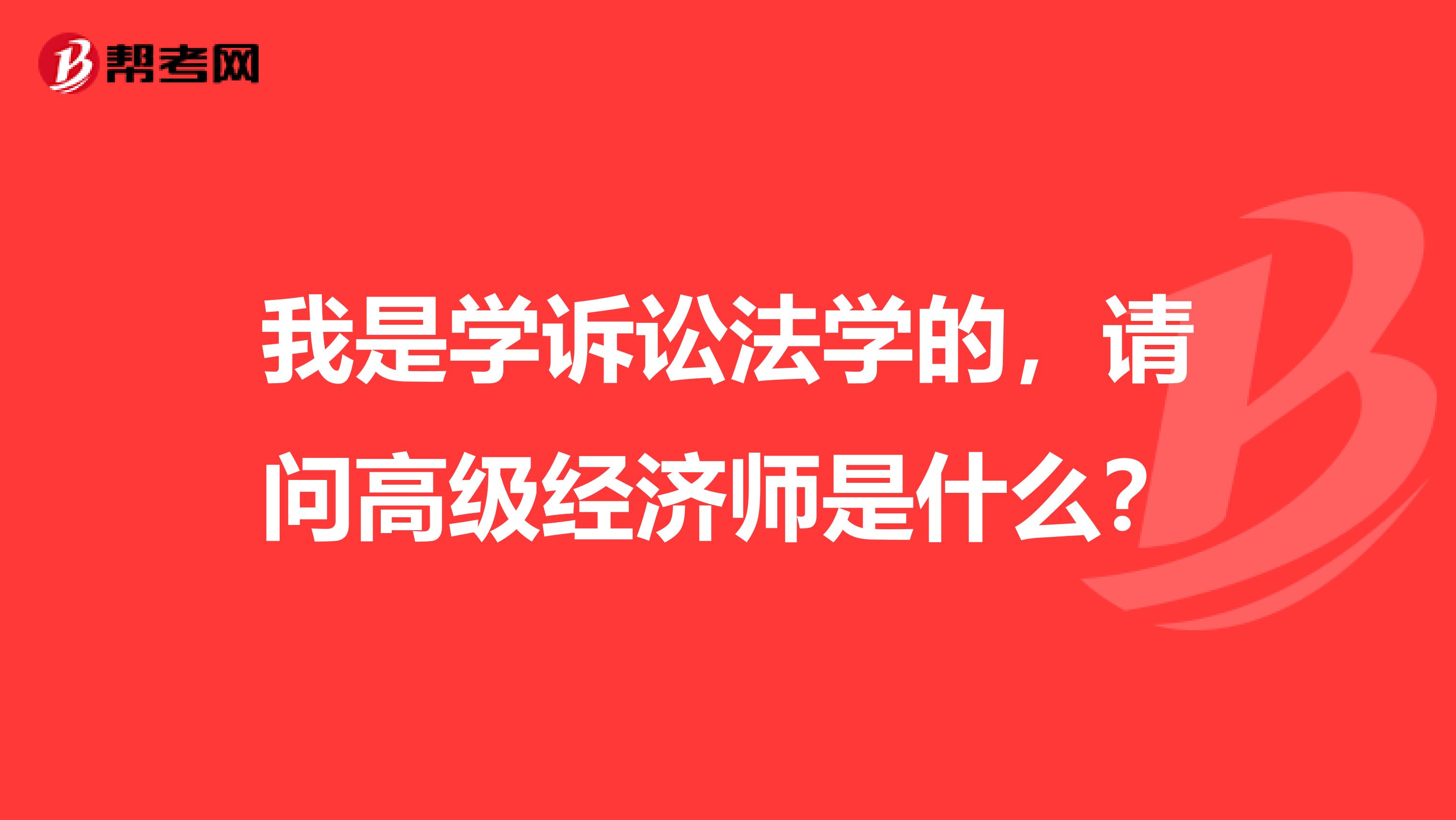 我是学诉讼法学的,请问高级经济师是什么?