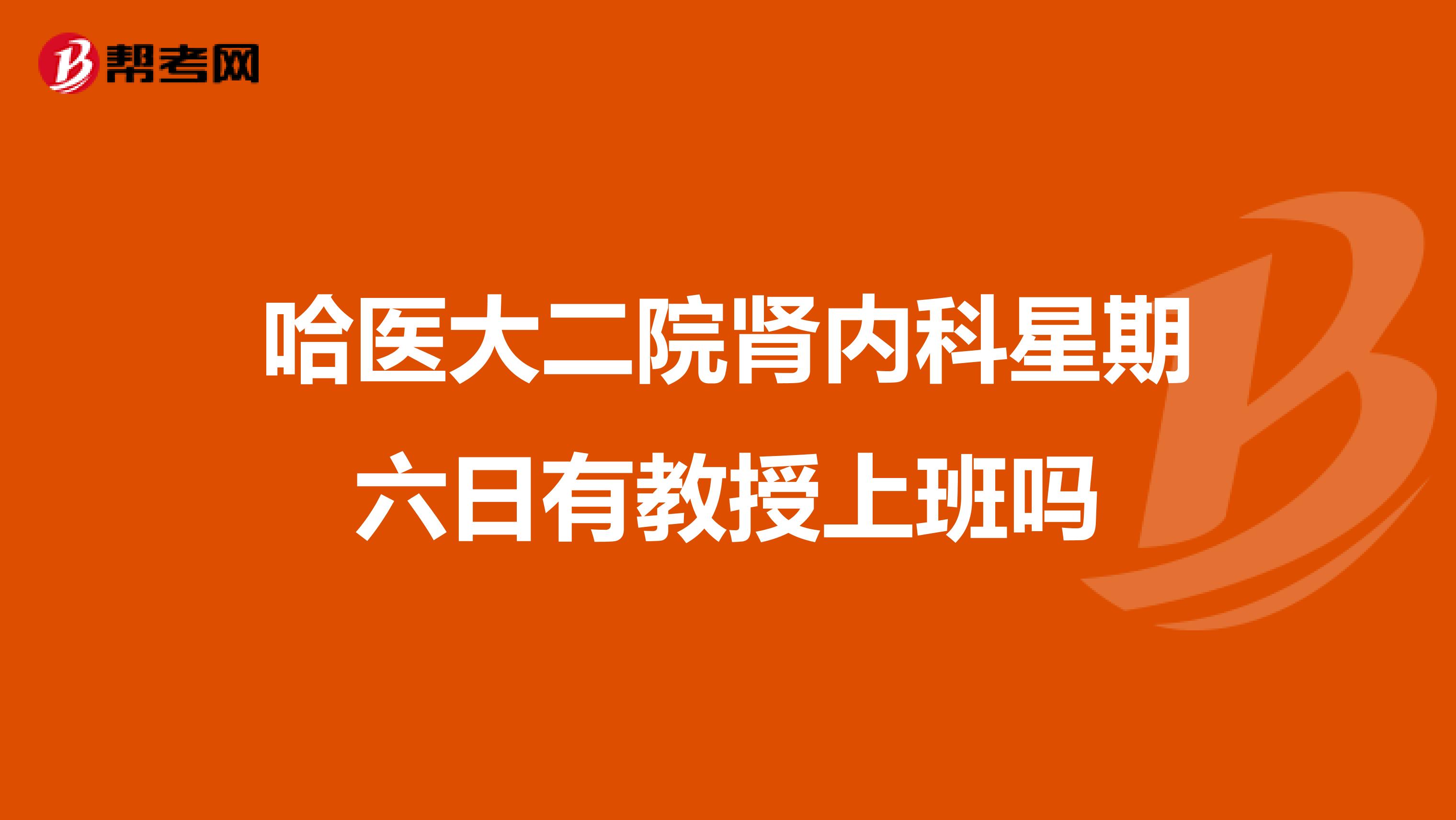 哈医大二院肾内科星期六日有教授上班吗
