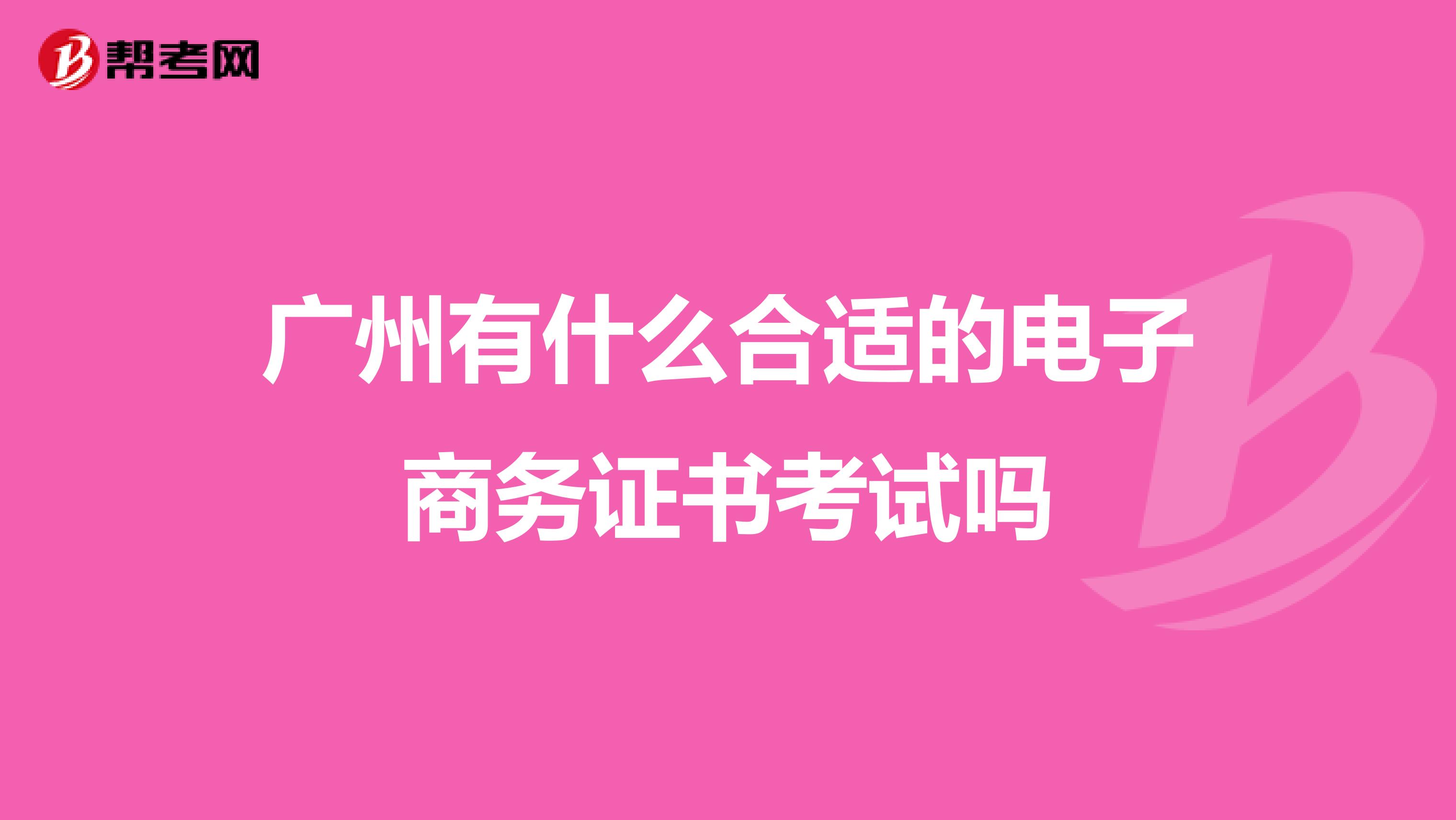 广州有什么合适的电子商务证书考试吗