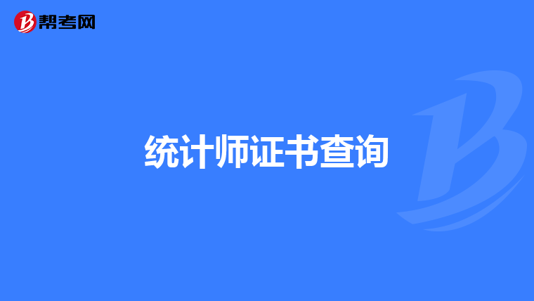 统计师证书查询