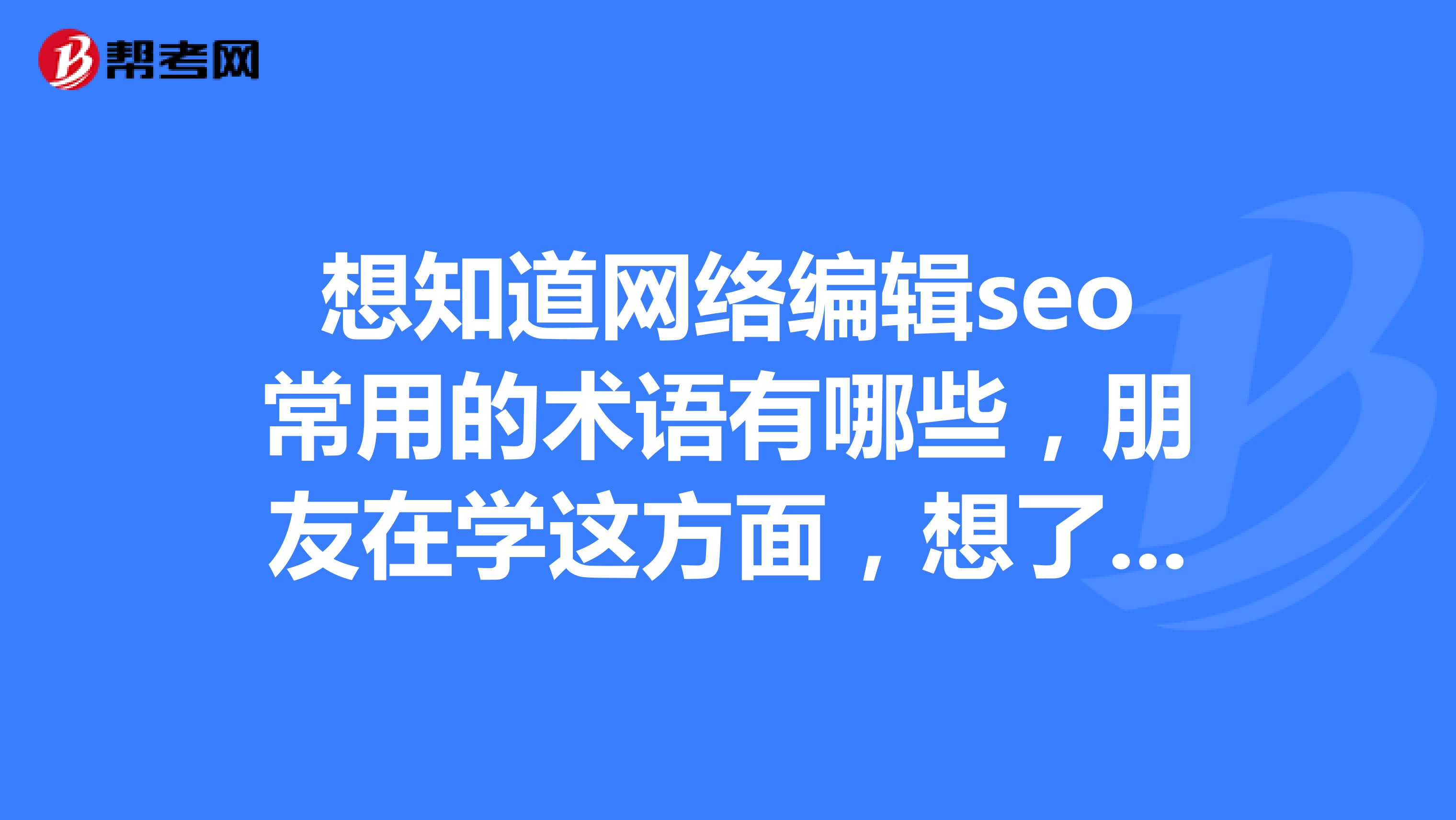 想知道网络编辑seo常用的术语有哪些，朋友在学这方面，想了解一下