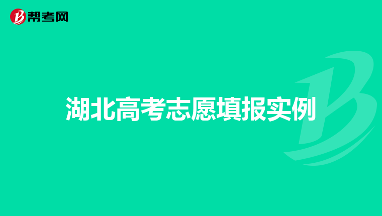 湖北高考志愿填报实例
