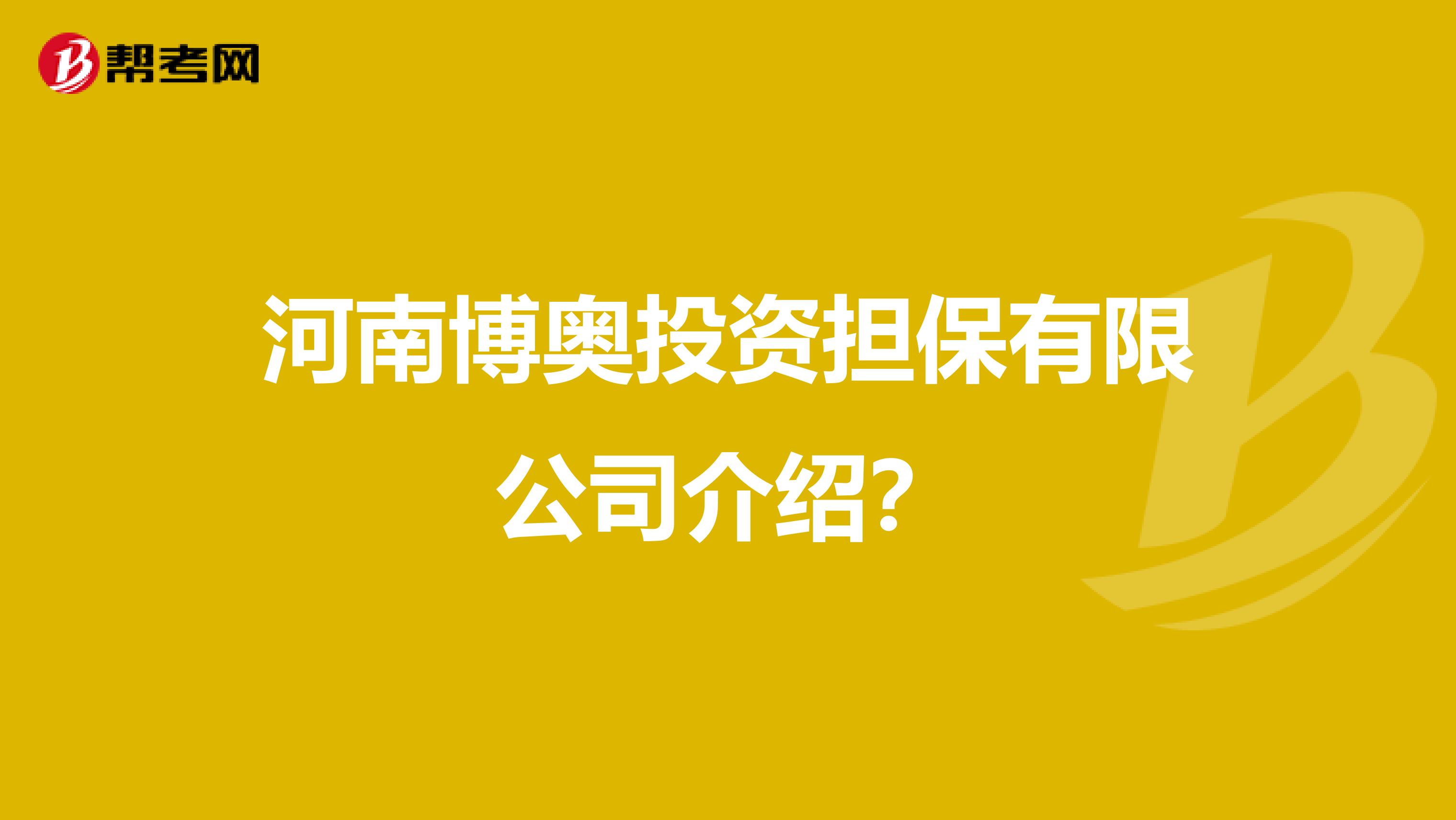 河南博奥投资担保有限公司介绍?