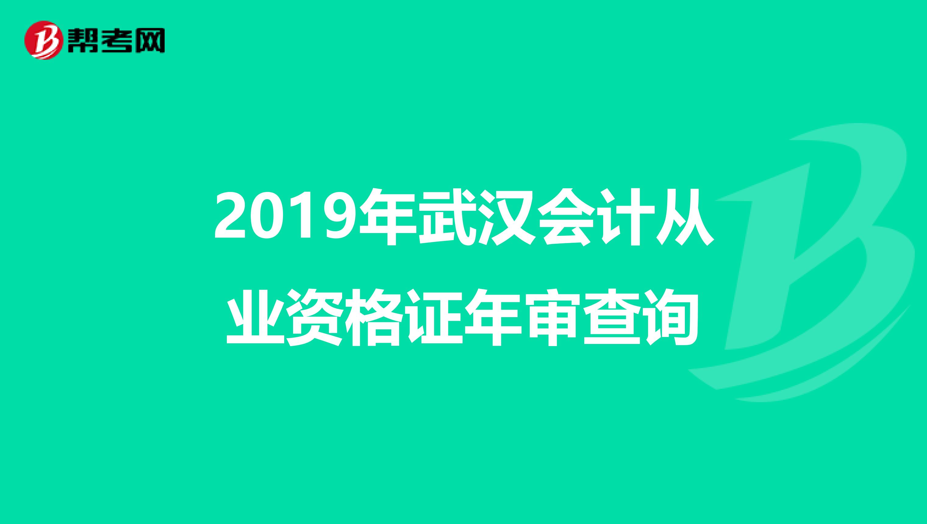 2019年武汉会计从业资格证年审查询