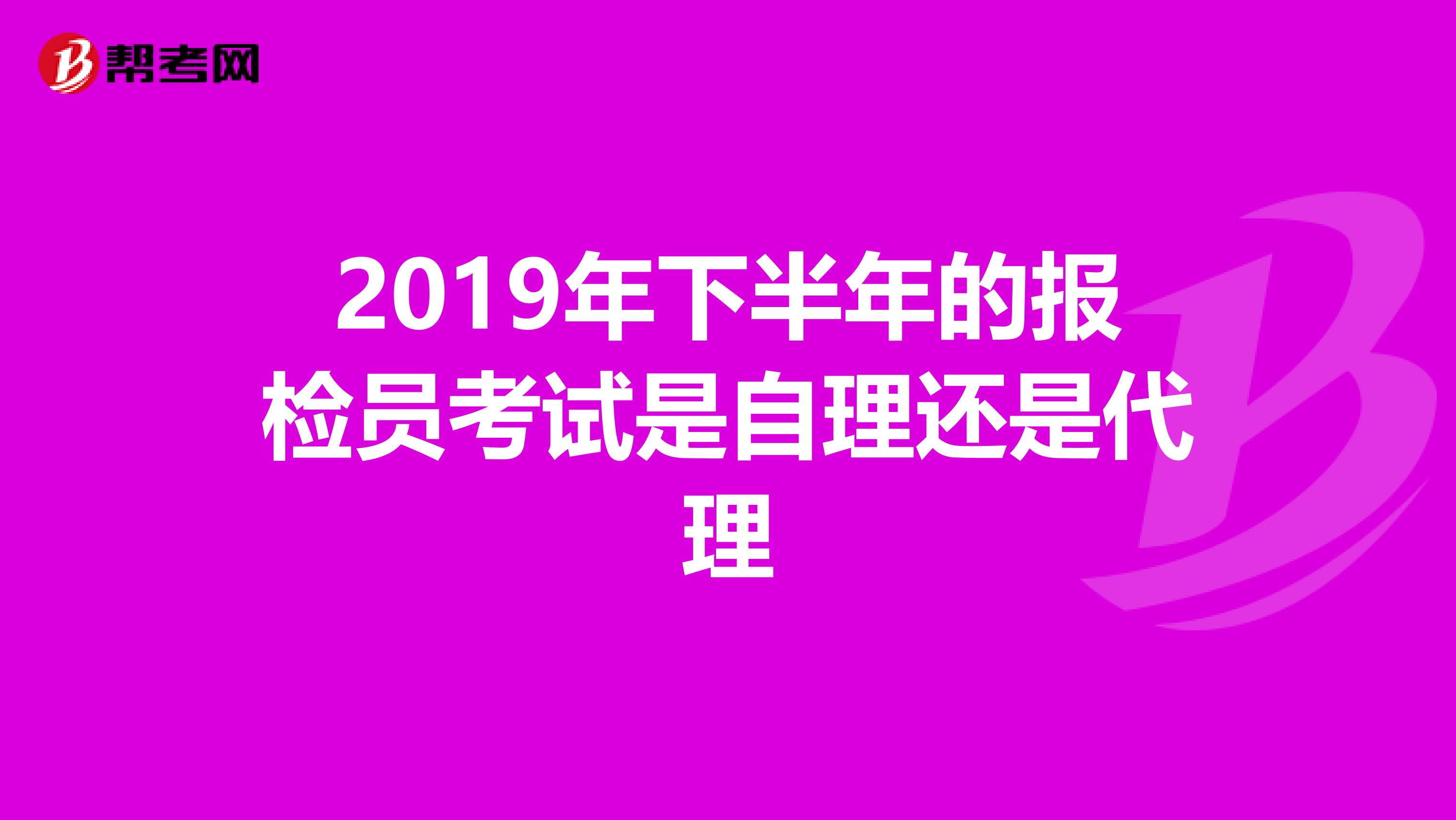 2019年下半年的报检员考试是自理还是代理