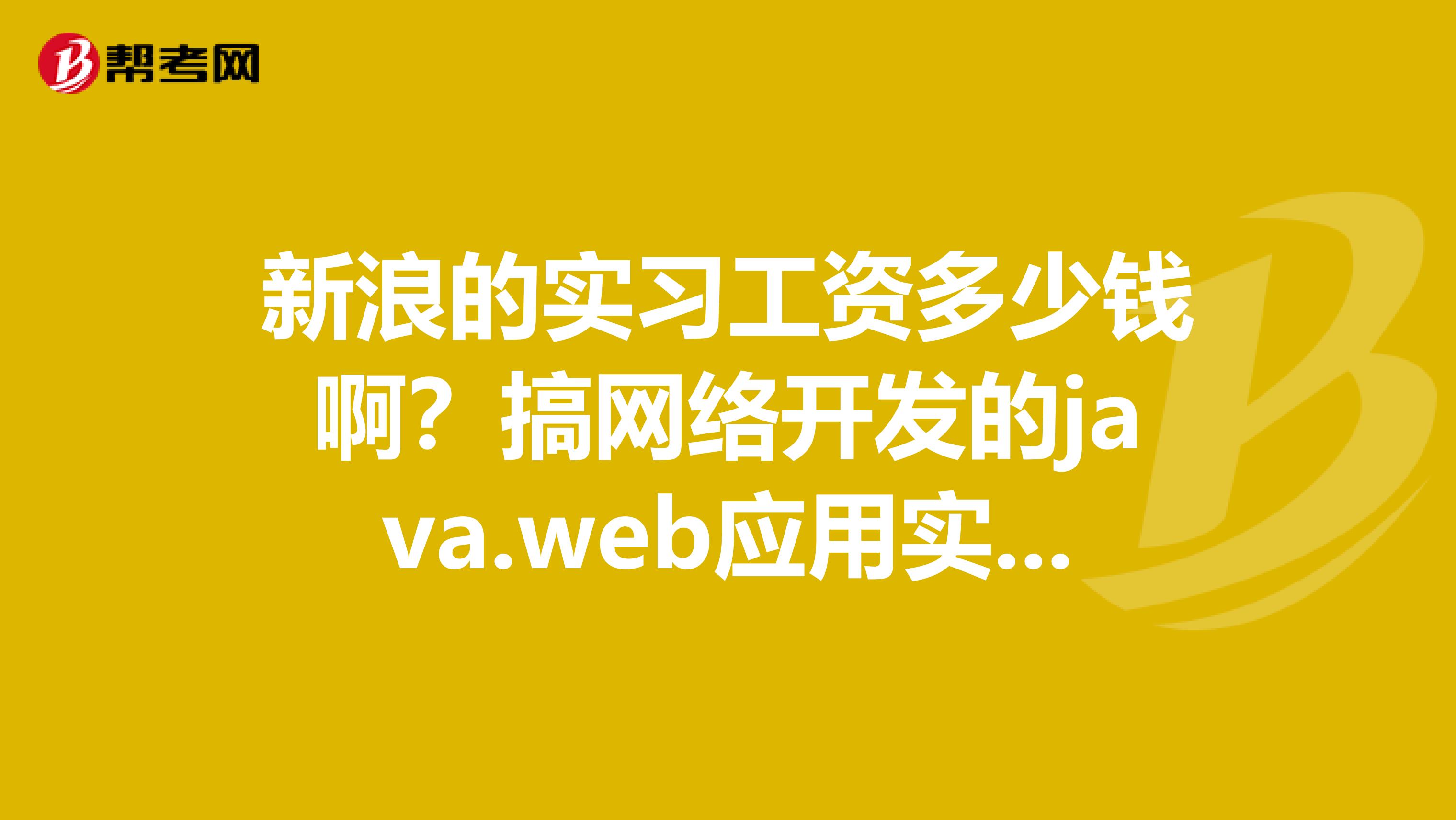 新浪的实习工资多少钱啊?搞网络开发的java.web应用实习生。