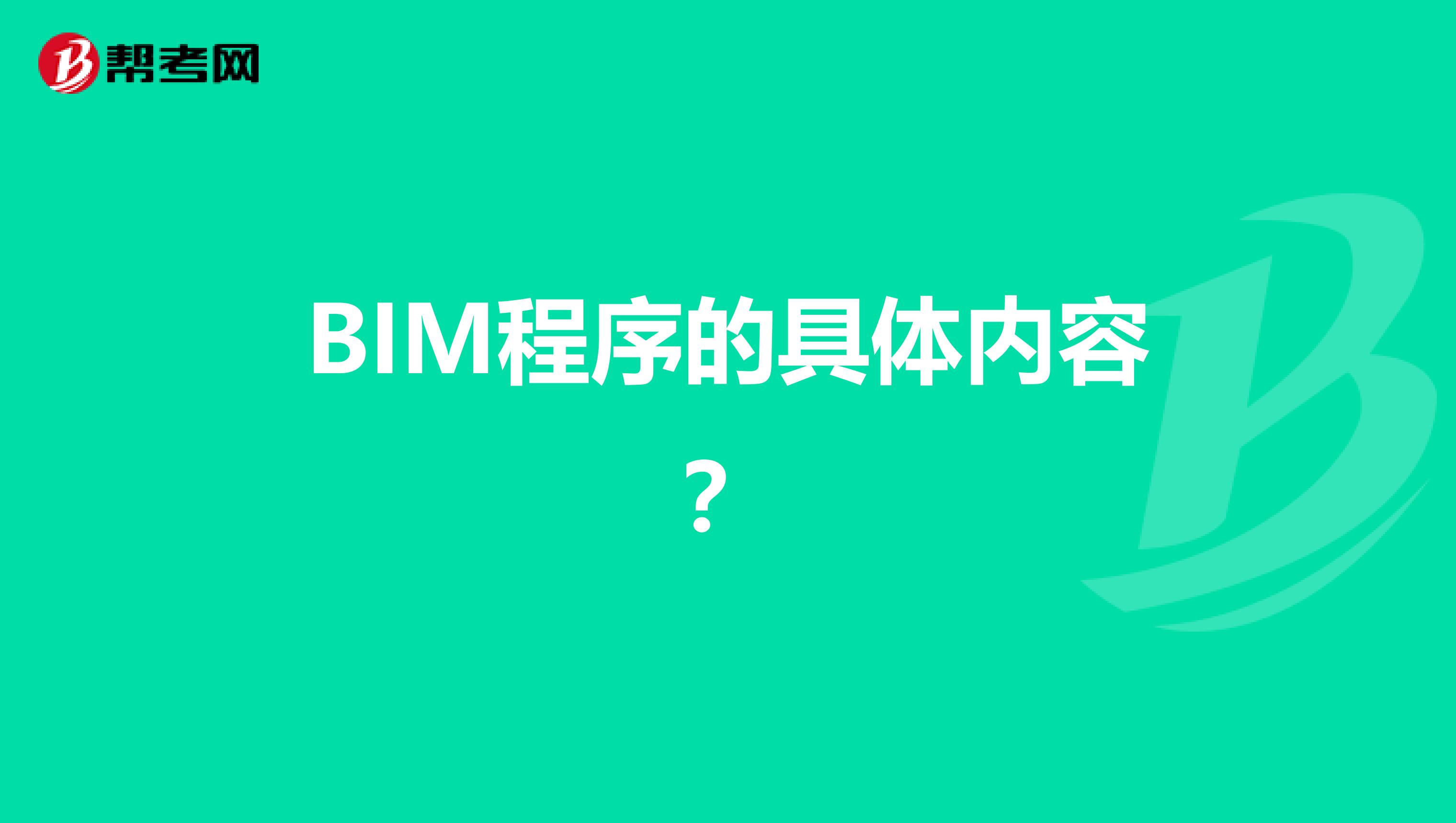 BIM程序的具体内容？