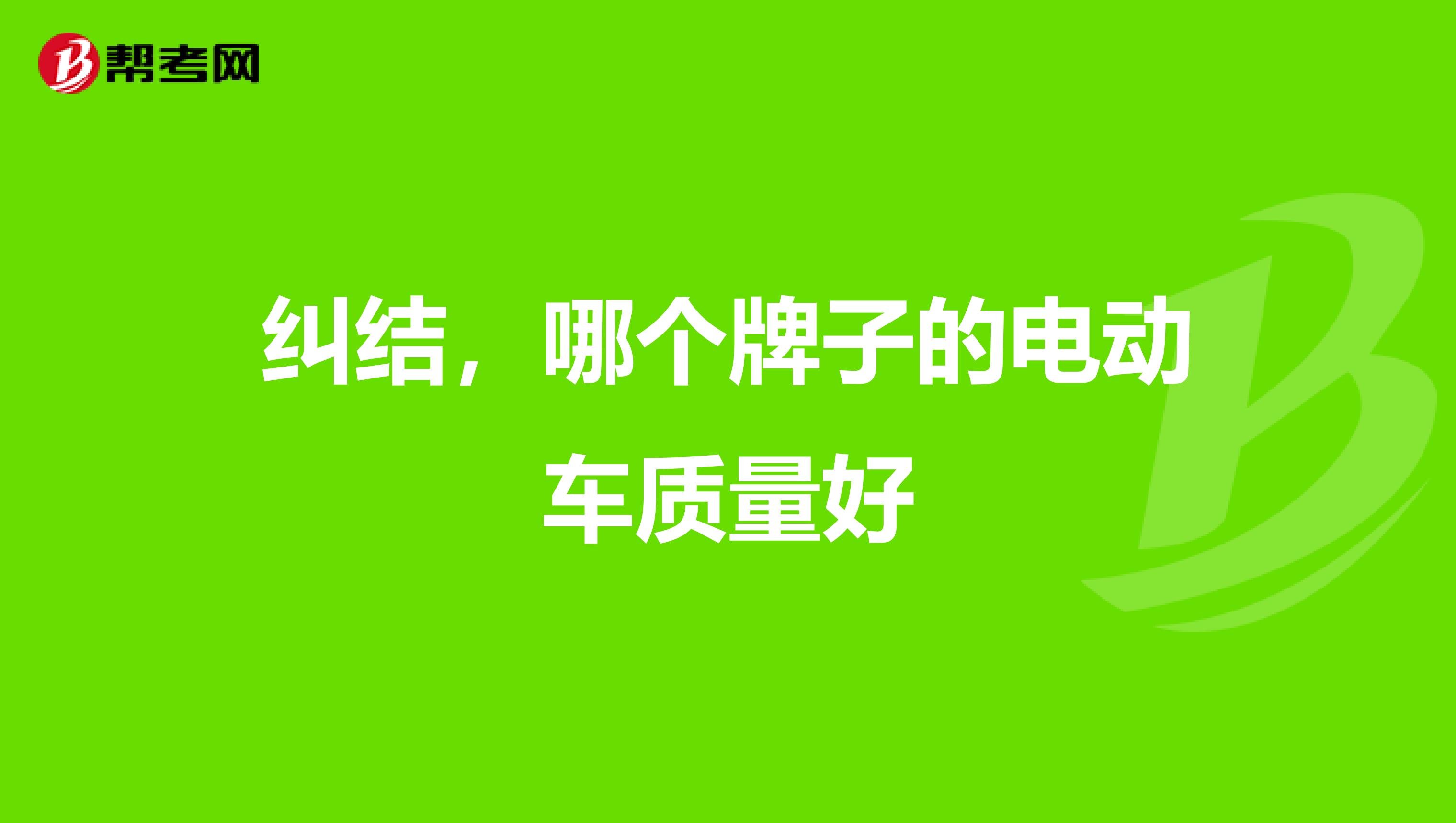 纠结，哪个牌子的电动车质量好