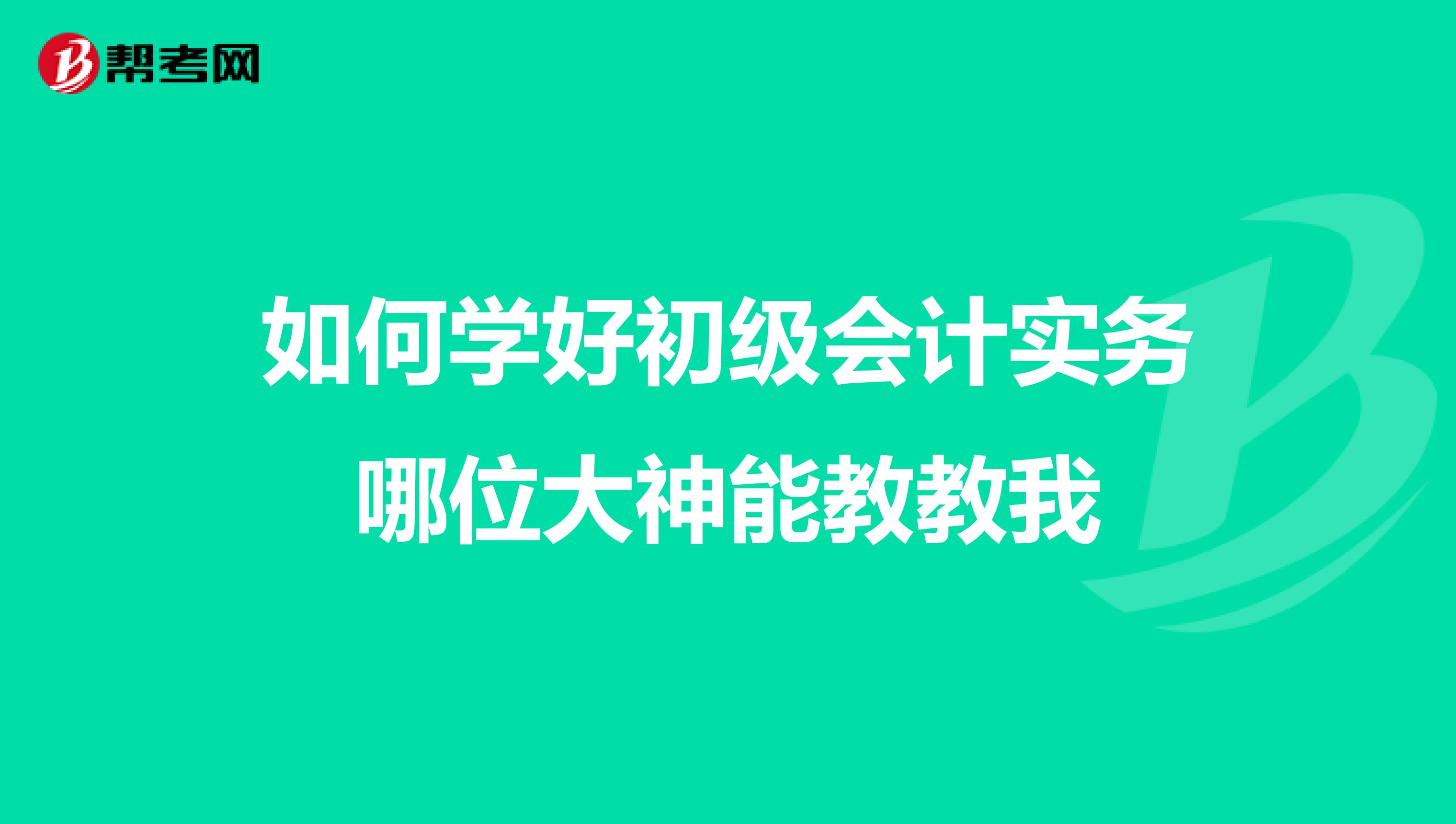 如何学好初级会计实务哪位大神能教教我