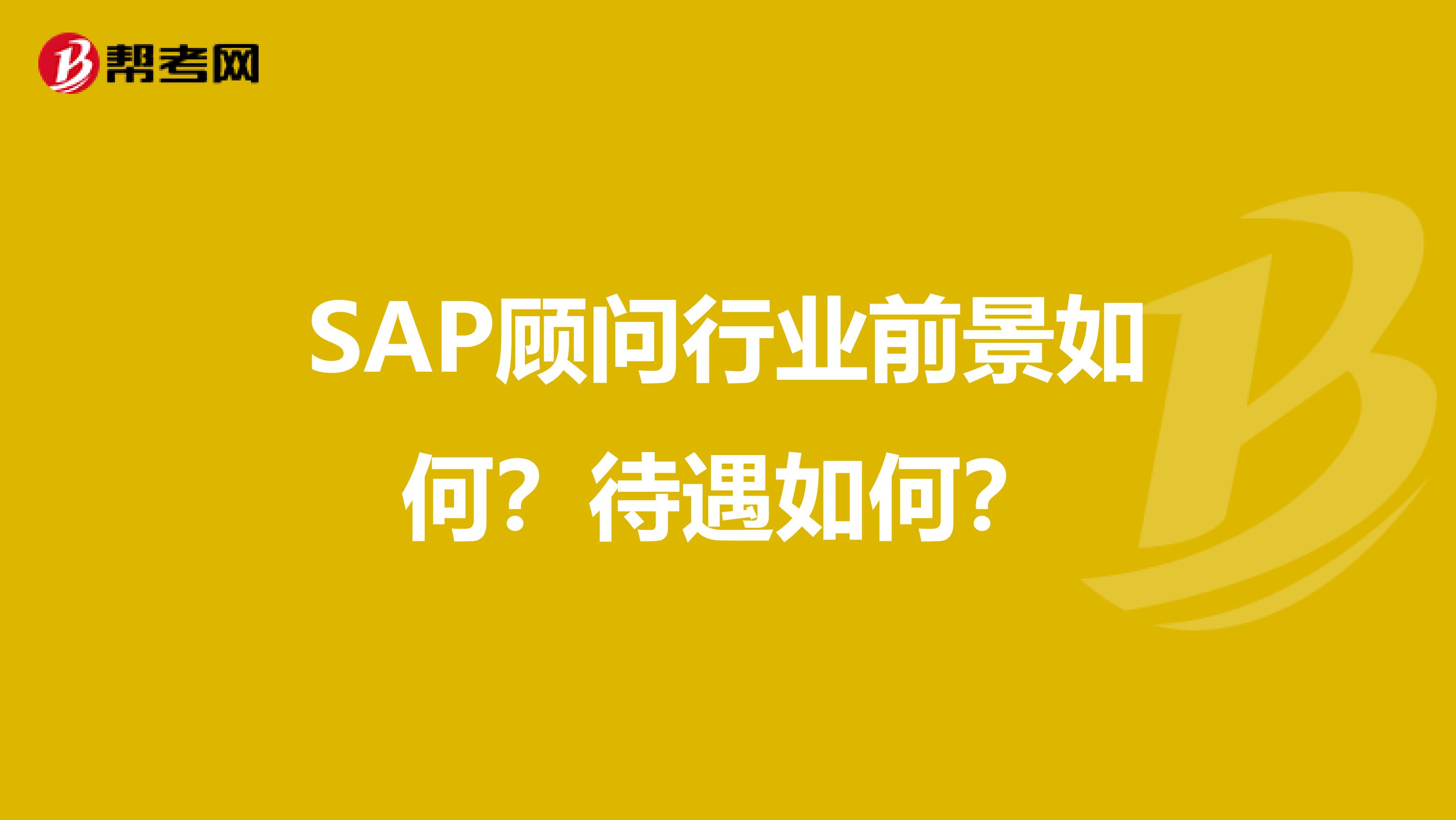 SAP顾问行业前景如何?待遇如何?