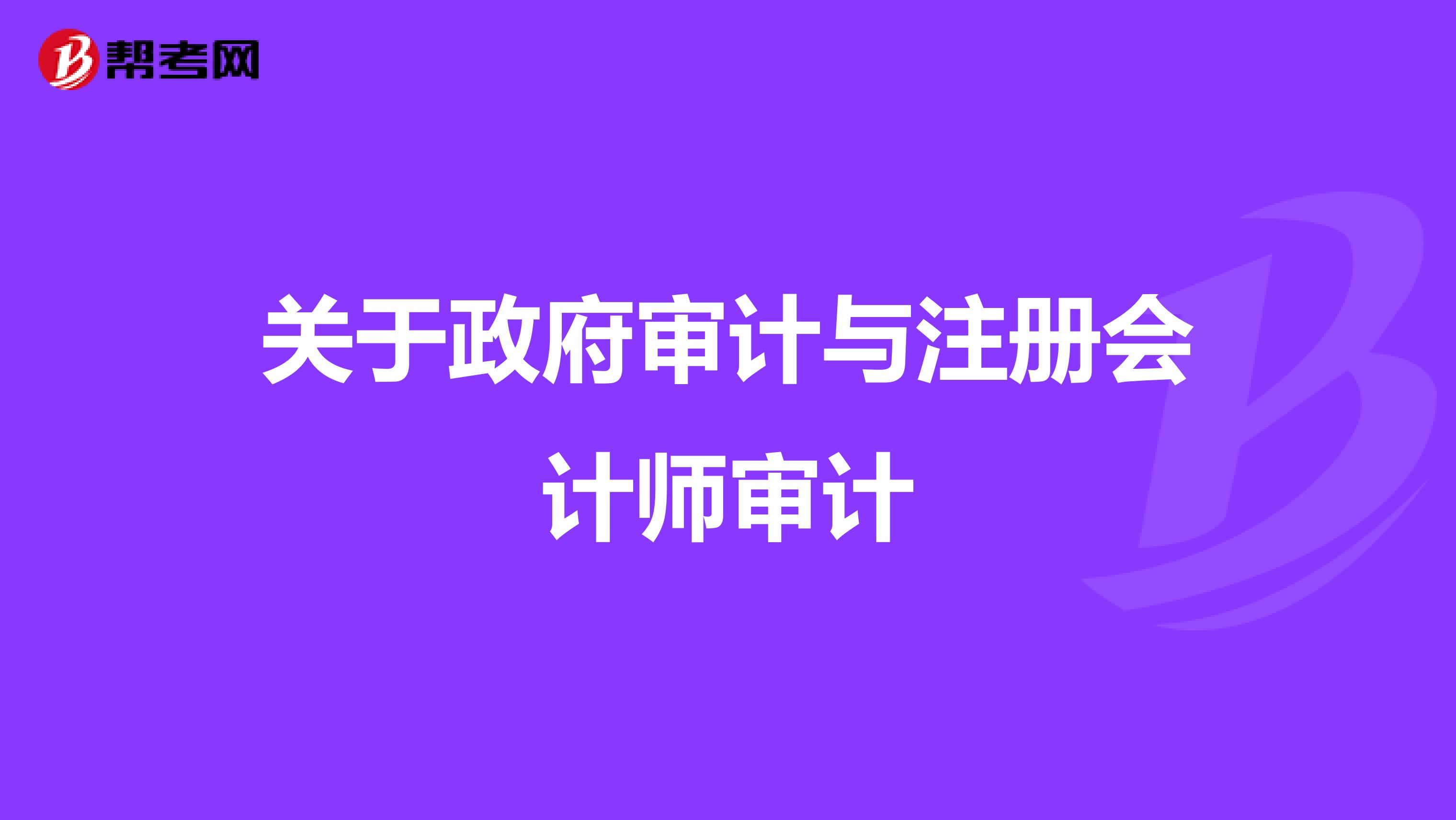 关于政府审计与注册会计师审计