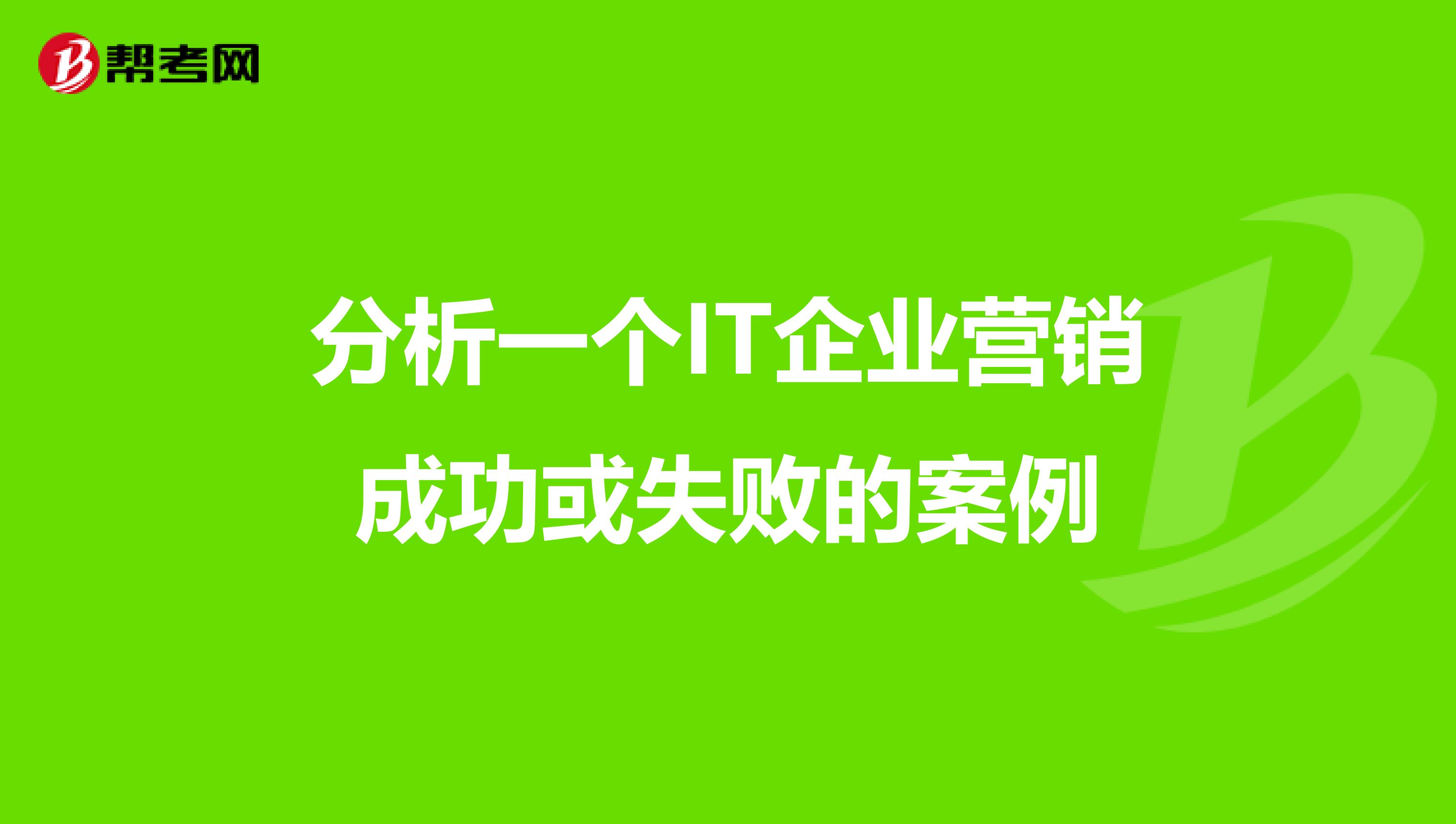 分析一个IT企业营销成功或失败的案例