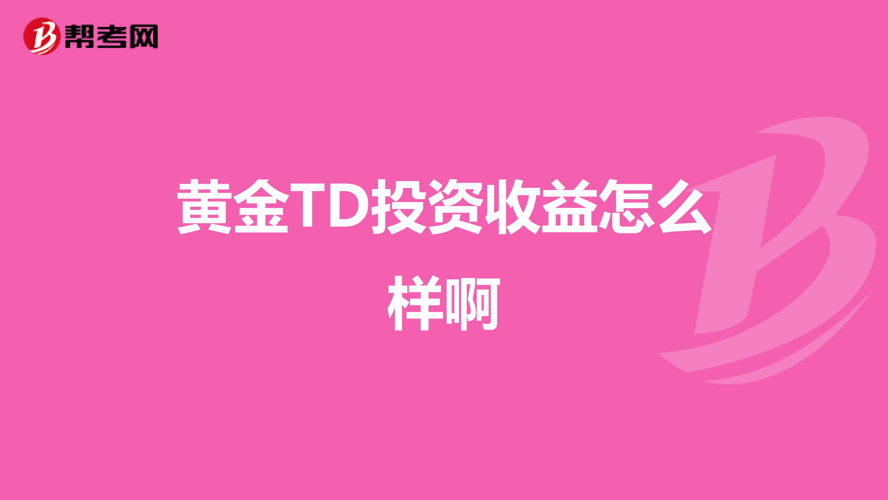 黄金TD投资收益怎么样啊
