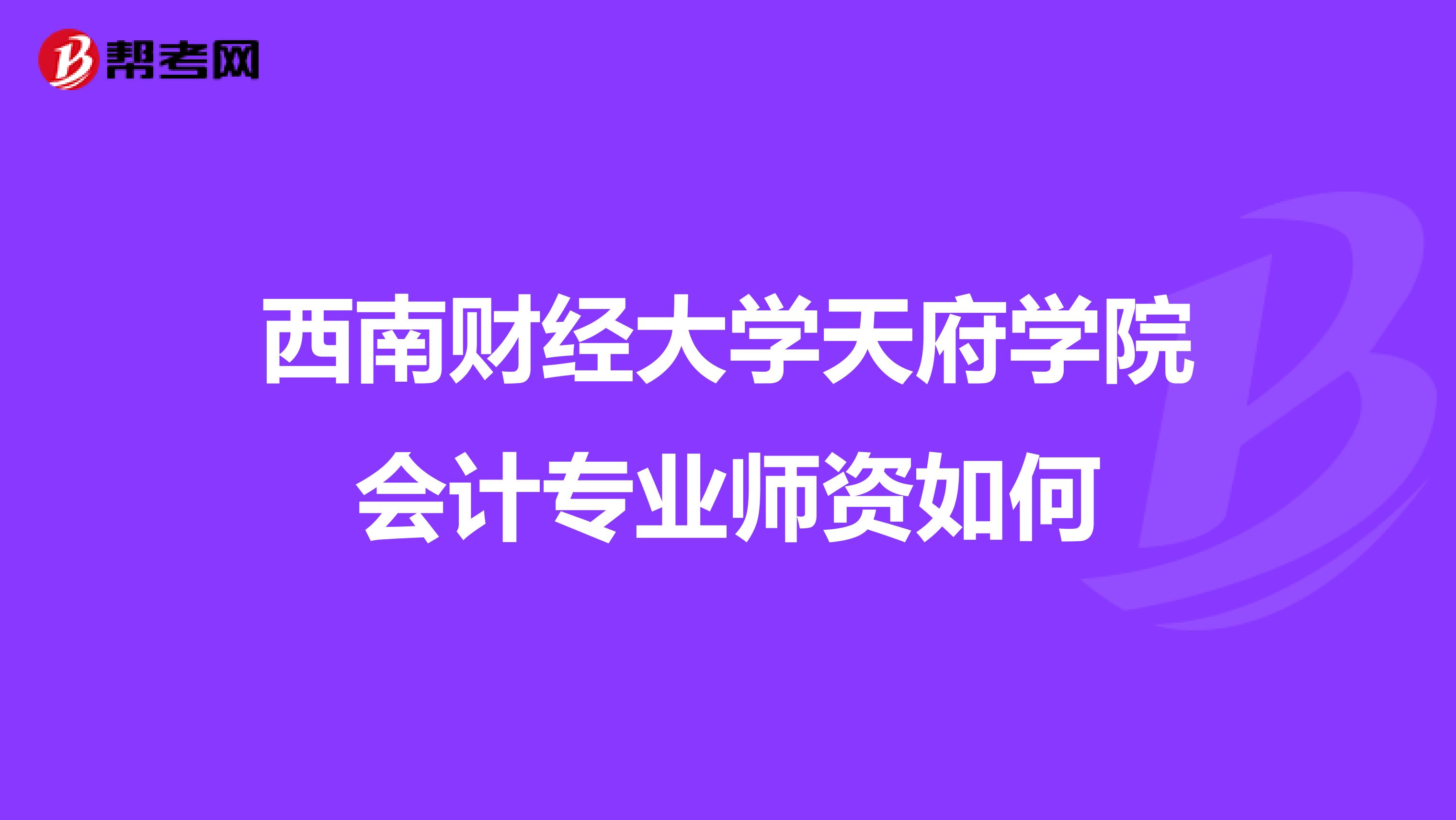 西南财经大学天府学院会计专业师资如何