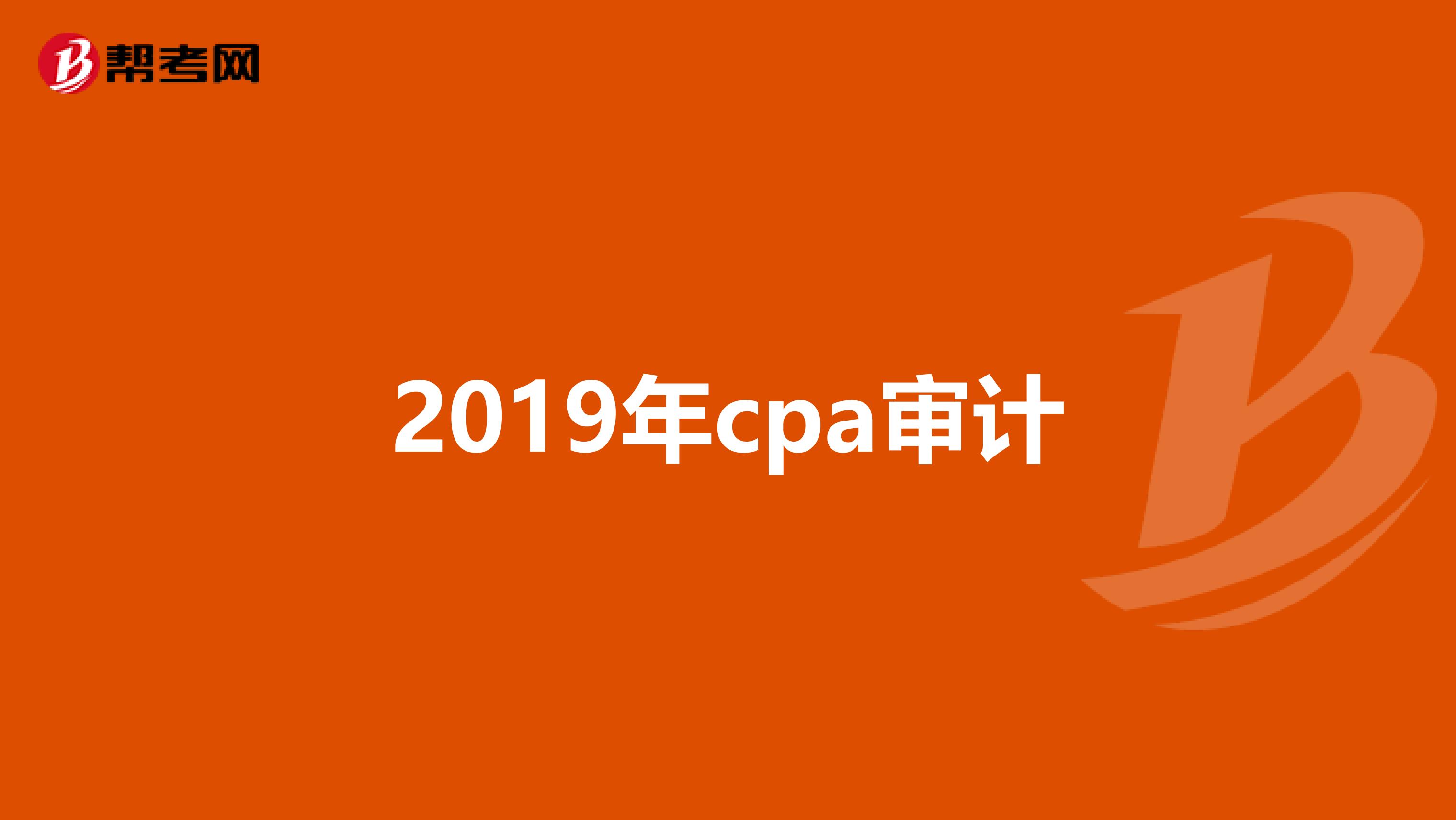 2019年cpa审计