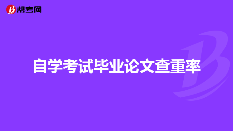 自学考试毕业论文查重率