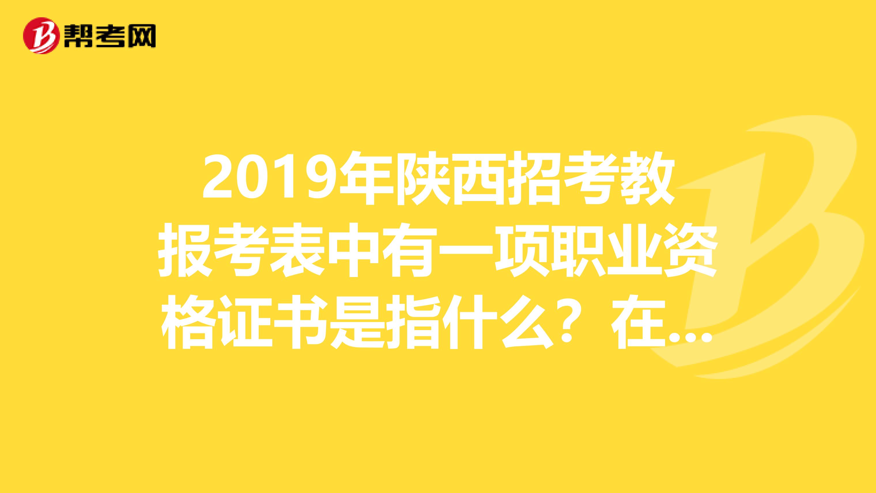 2019年陕西招考教报考表中有一项职业资格证书是指什么？在线等急急急急急