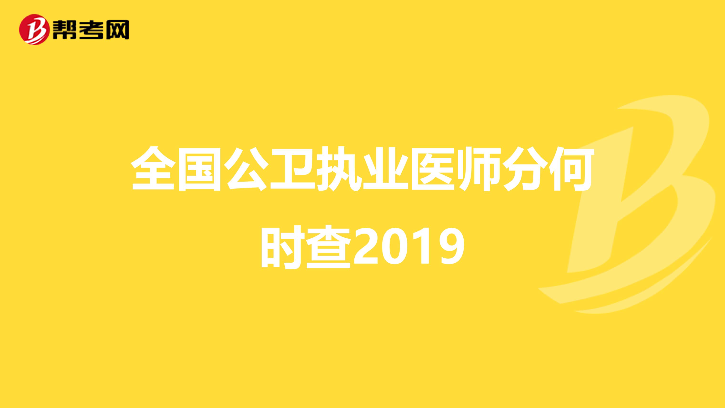 全国公卫执业医师分何时查2019