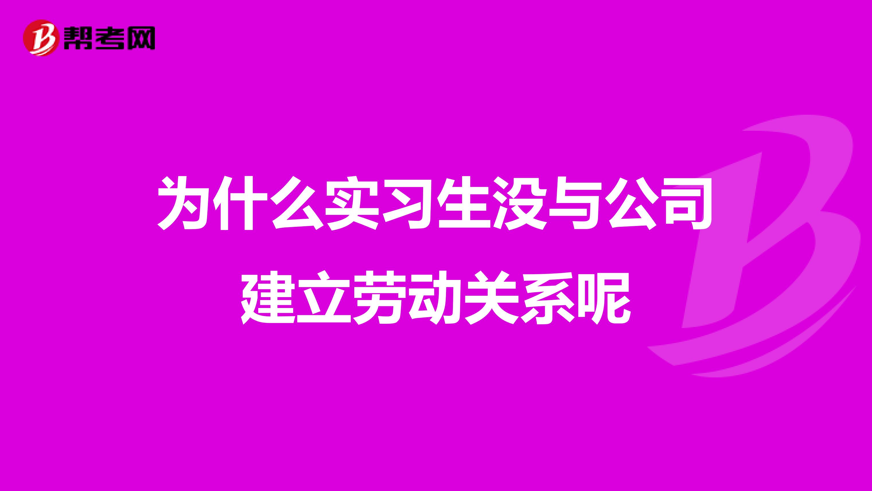 为什么实习生没与公司建立劳动关系呢
