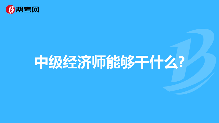 中级经济师能够干什么?