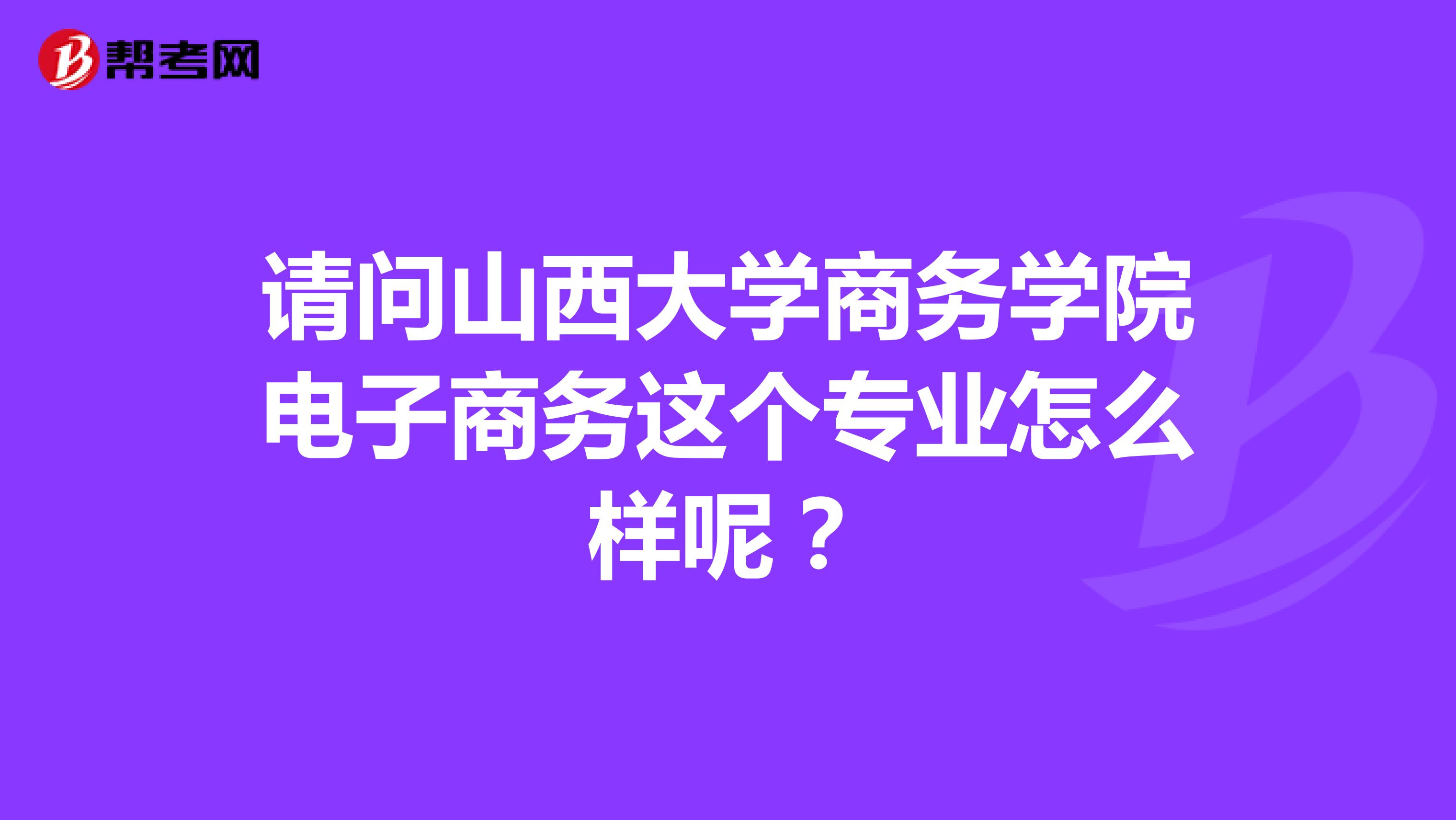 请问山西大学商务学院电子商务这个专业怎么样呢?