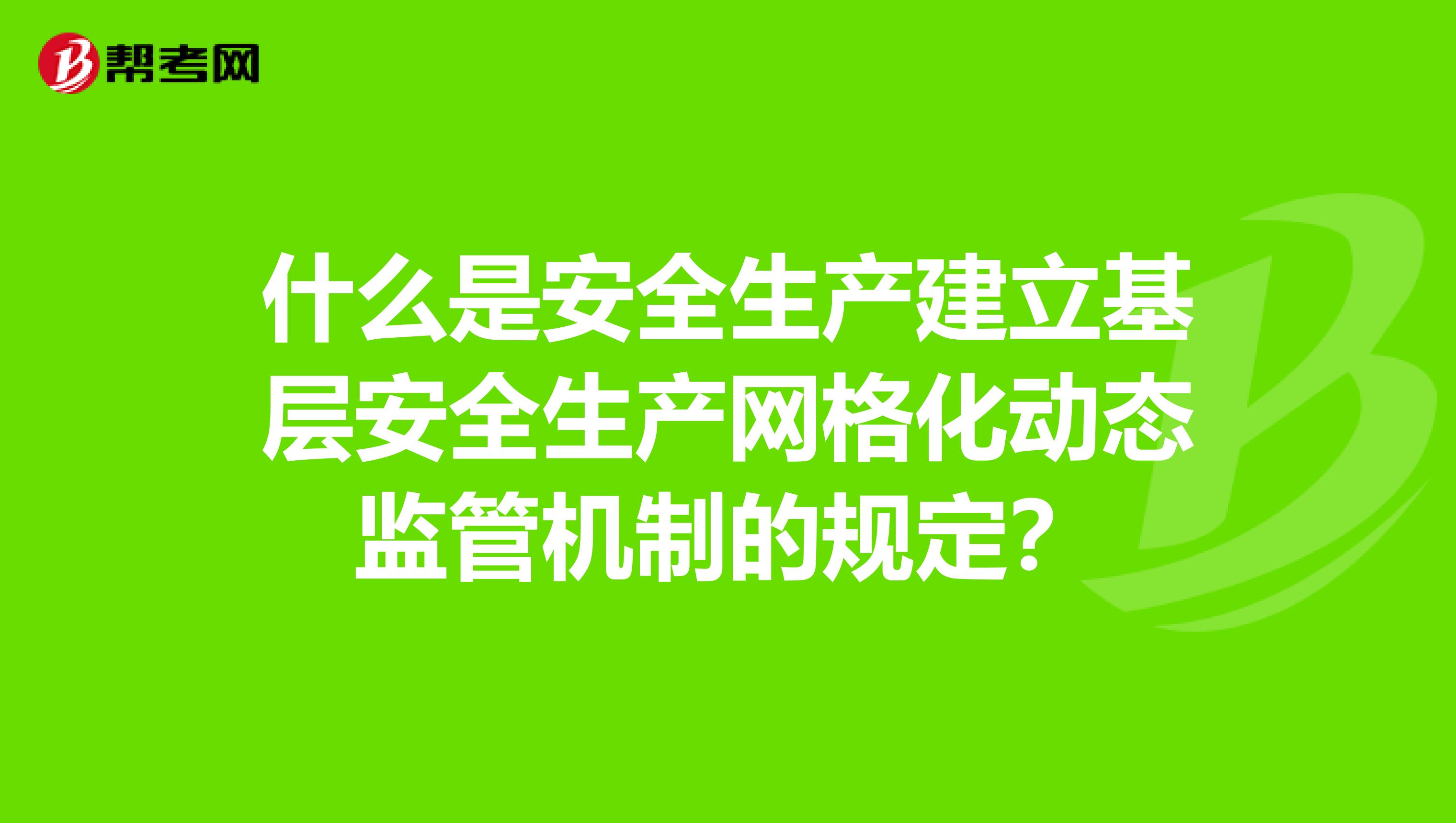 什么是安全生产建立基层安全生产网格化动态监管机制的规定?
