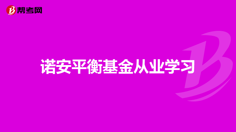 诺安平衡基金从业学习
