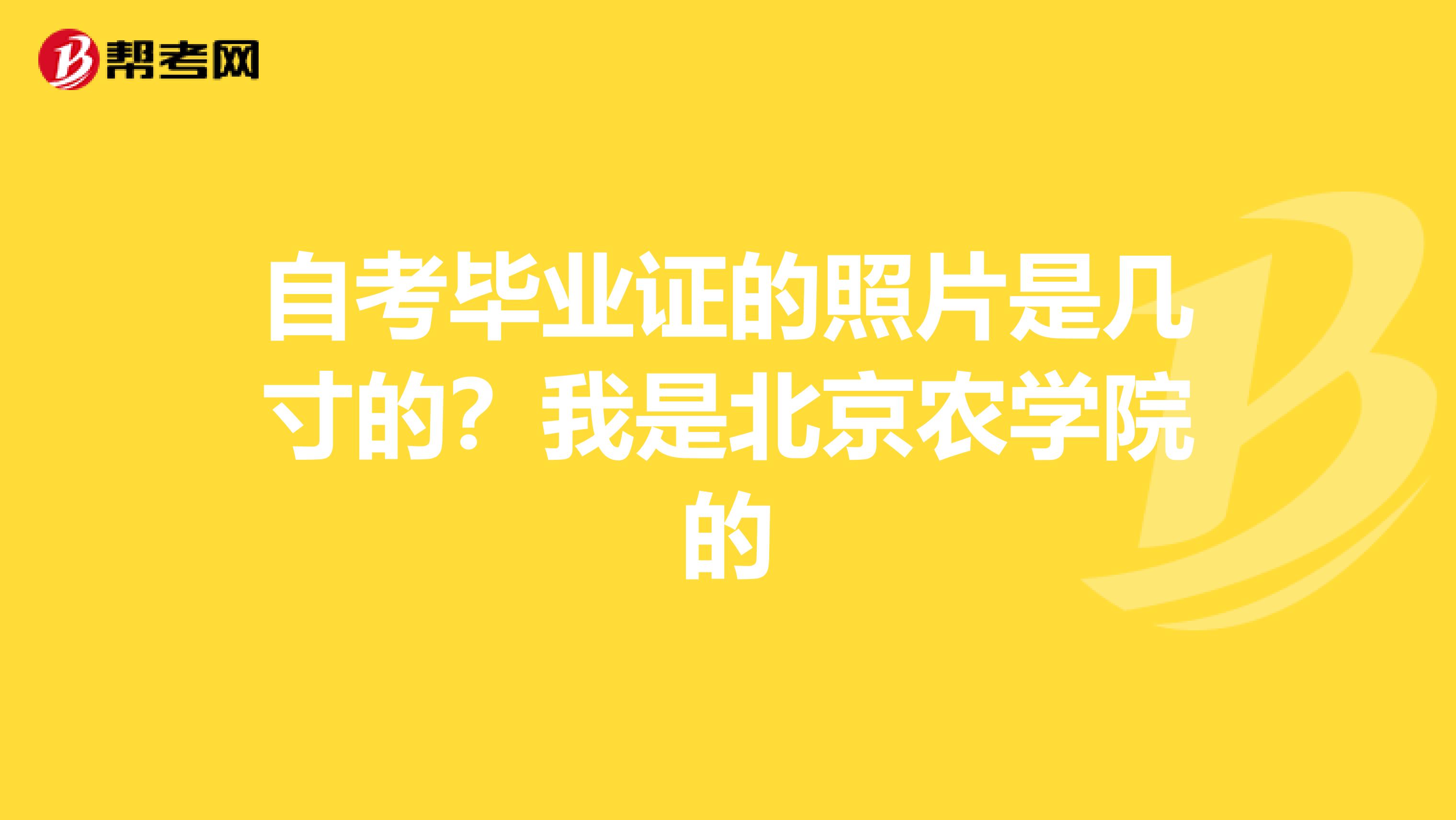 自考毕业证的照片是几寸的?我是北京农学院的