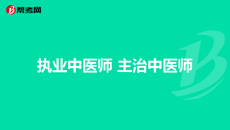 执业中医师 主治中医师