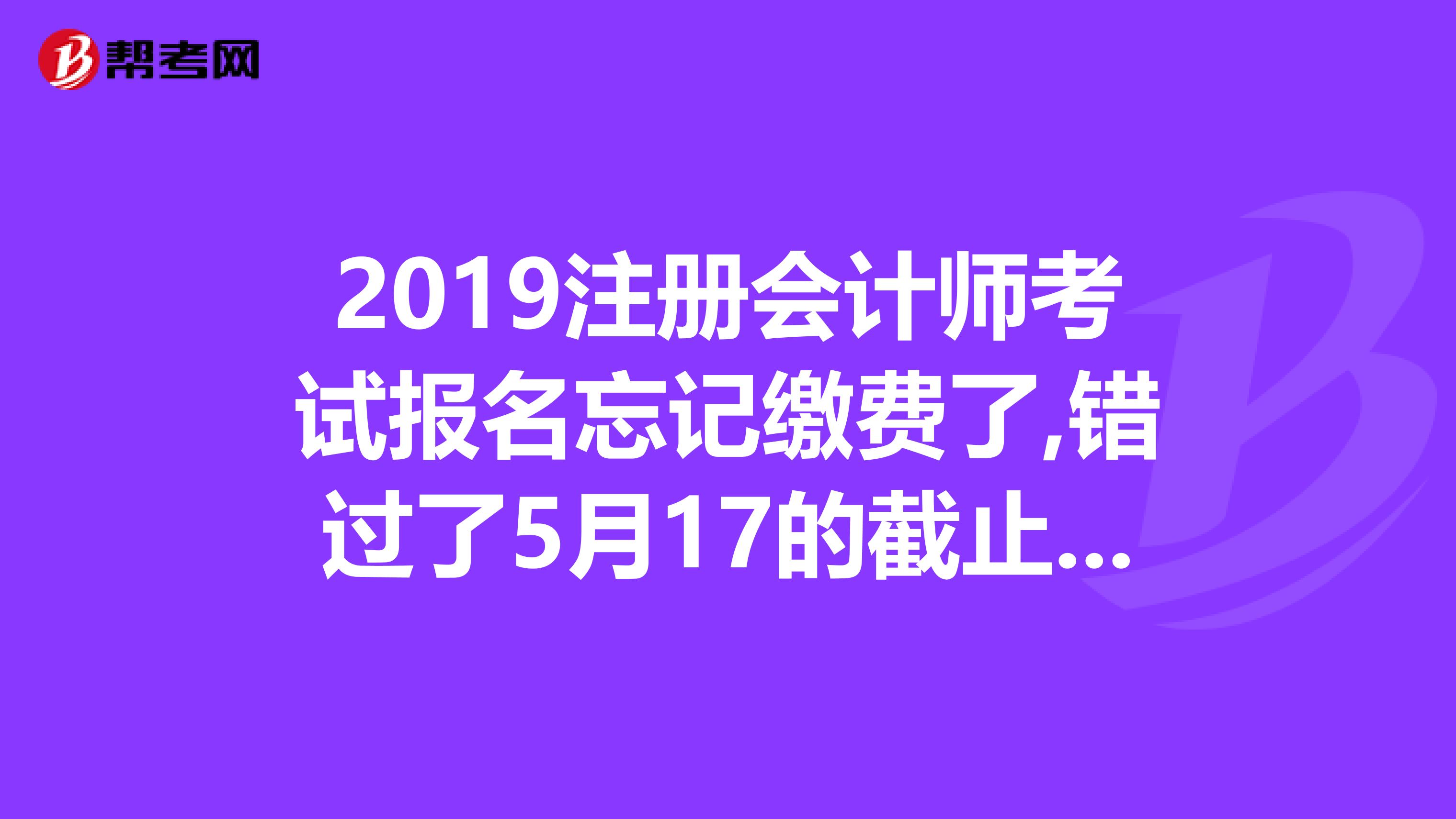 2019注冊(cè)會(huì)計(jì)師考試報(bào)名忘記繳費(fèi)了,錯(cuò)過(guò)了5月17的截止時(shí)間,還有補(bǔ)繳機(jī)會(huì)嗎怎么辦
