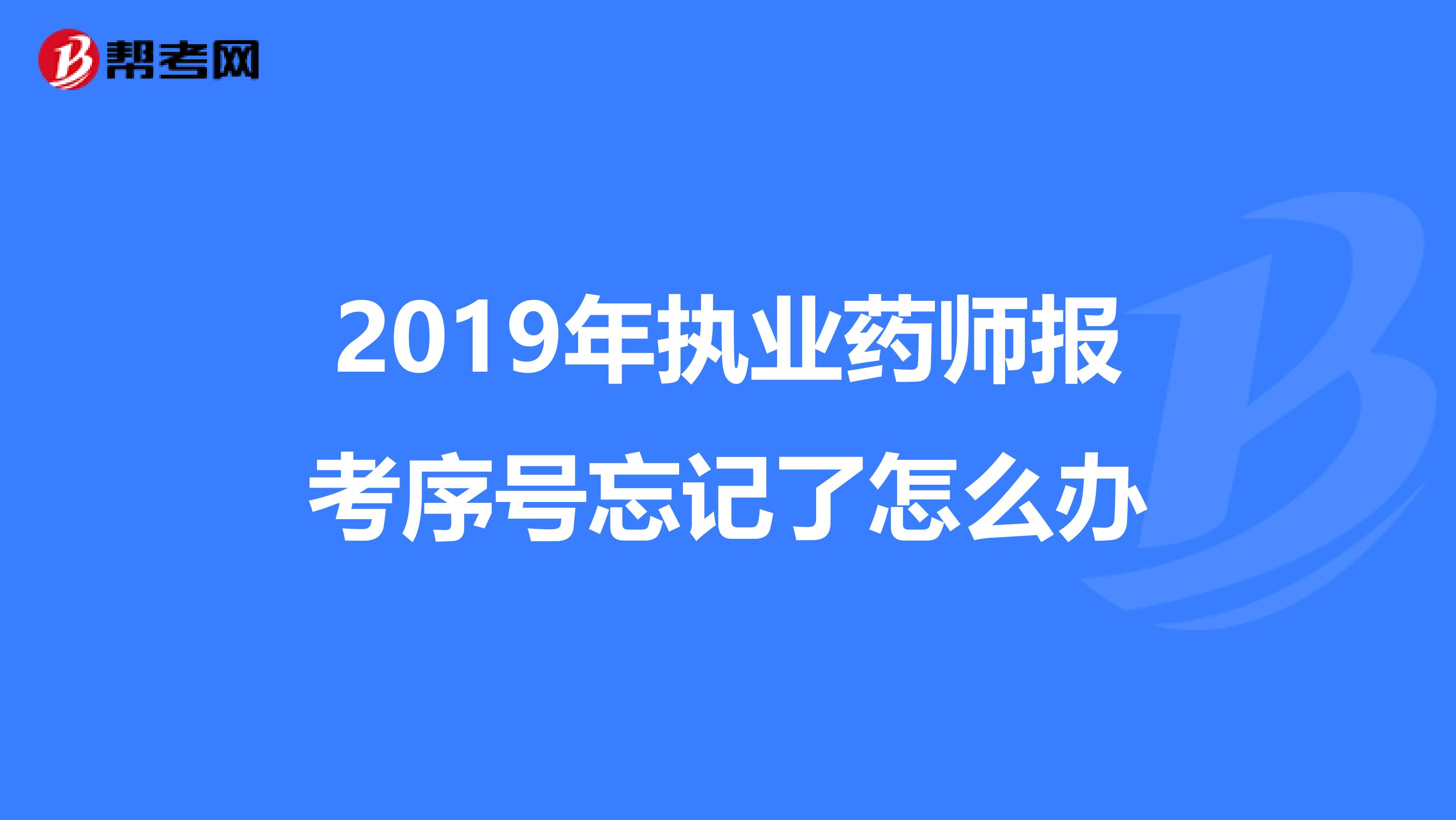 2019年执业药师报考序号忘记了怎么办