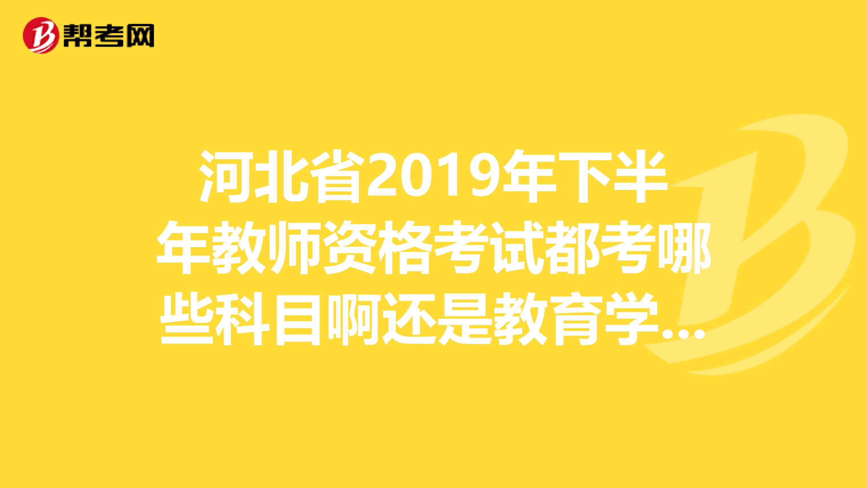 河北省2019年下半年教师资格考试都考哪些科目啊还是教育学和教育心理学两科吗