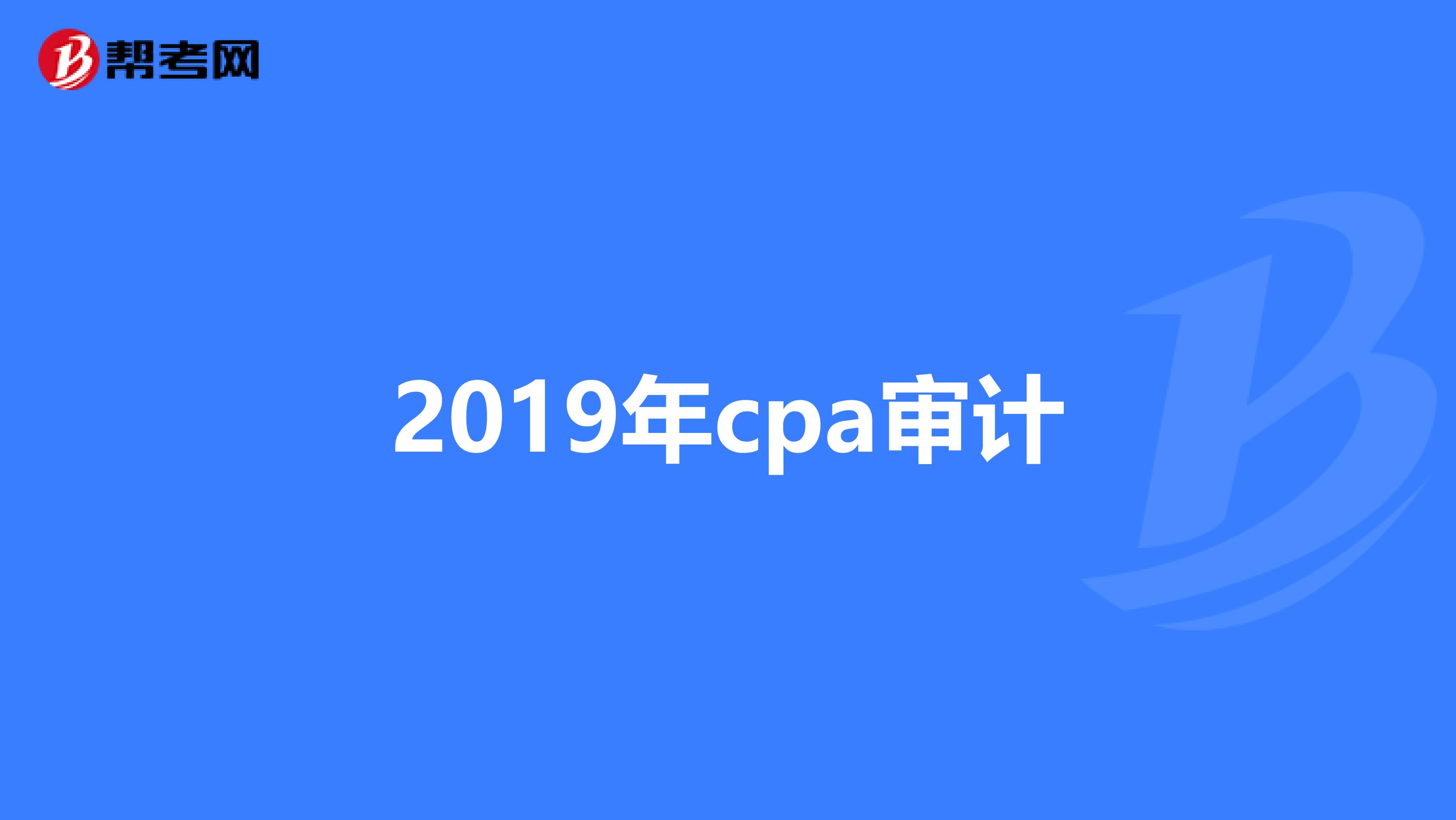 2019年cpa审计