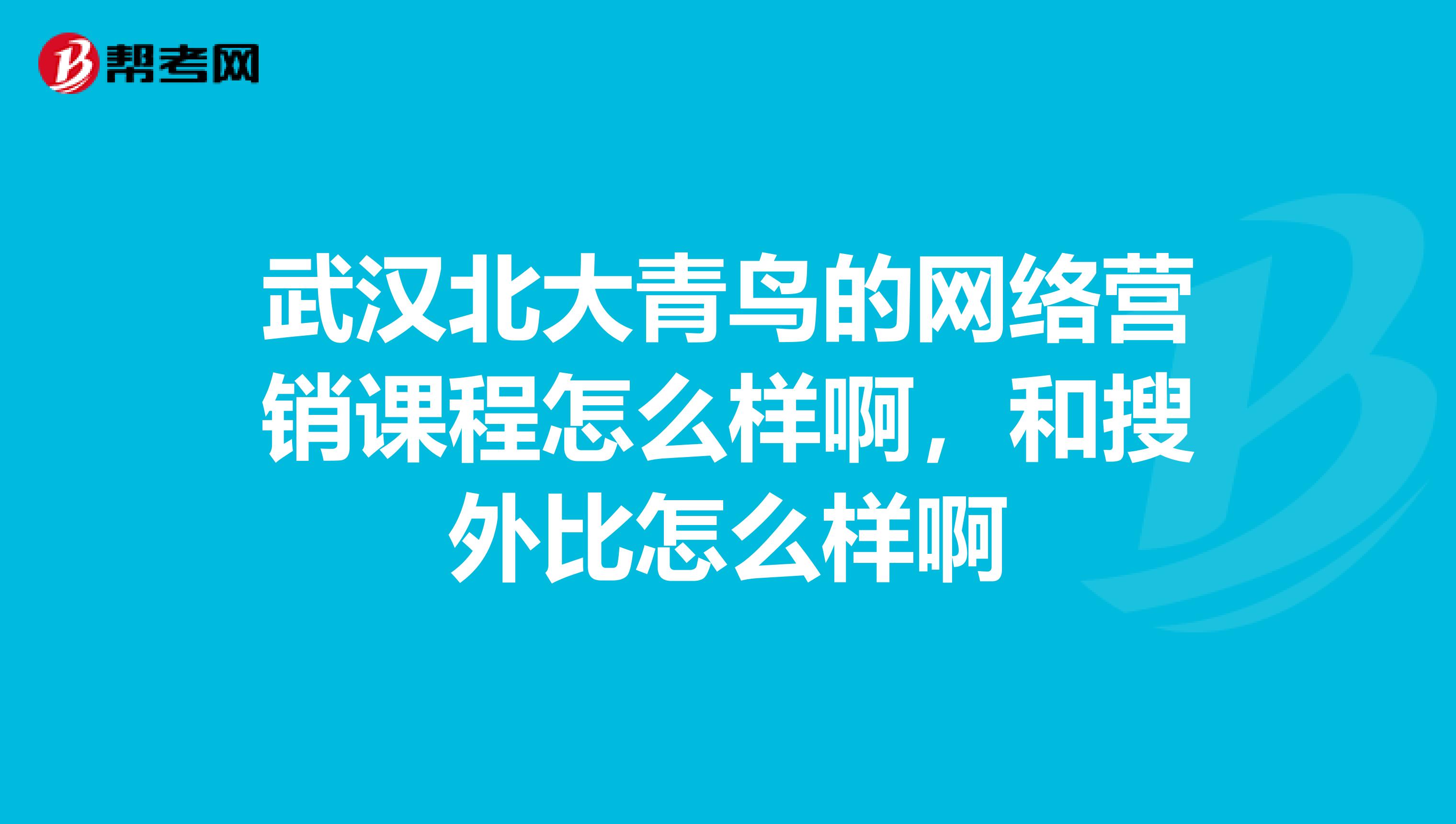 武汉北大青鸟的网络营销课程怎么样啊，和搜外比怎么样啊