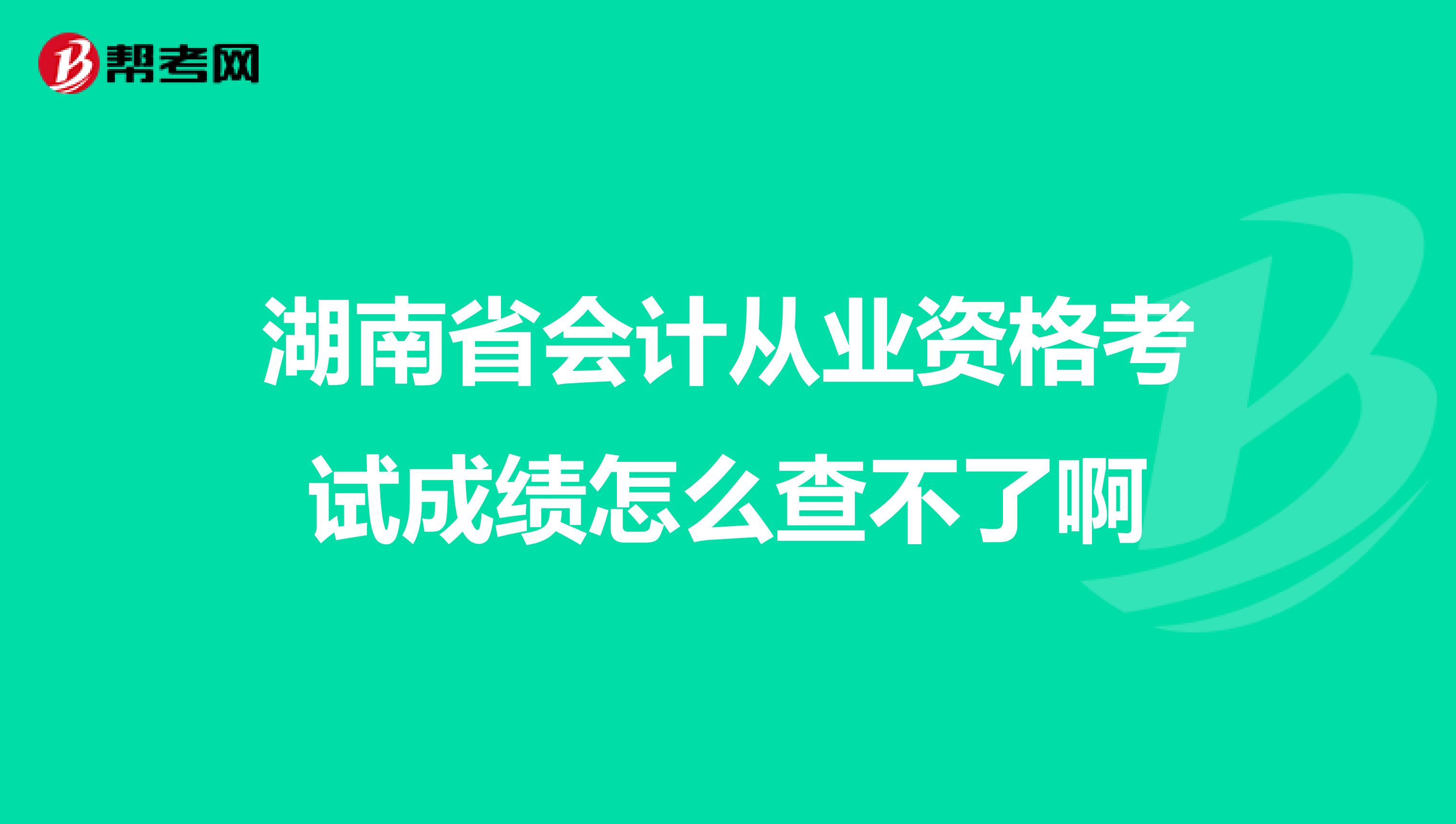 湖南省会计从业资格考试成绩怎么查不了啊