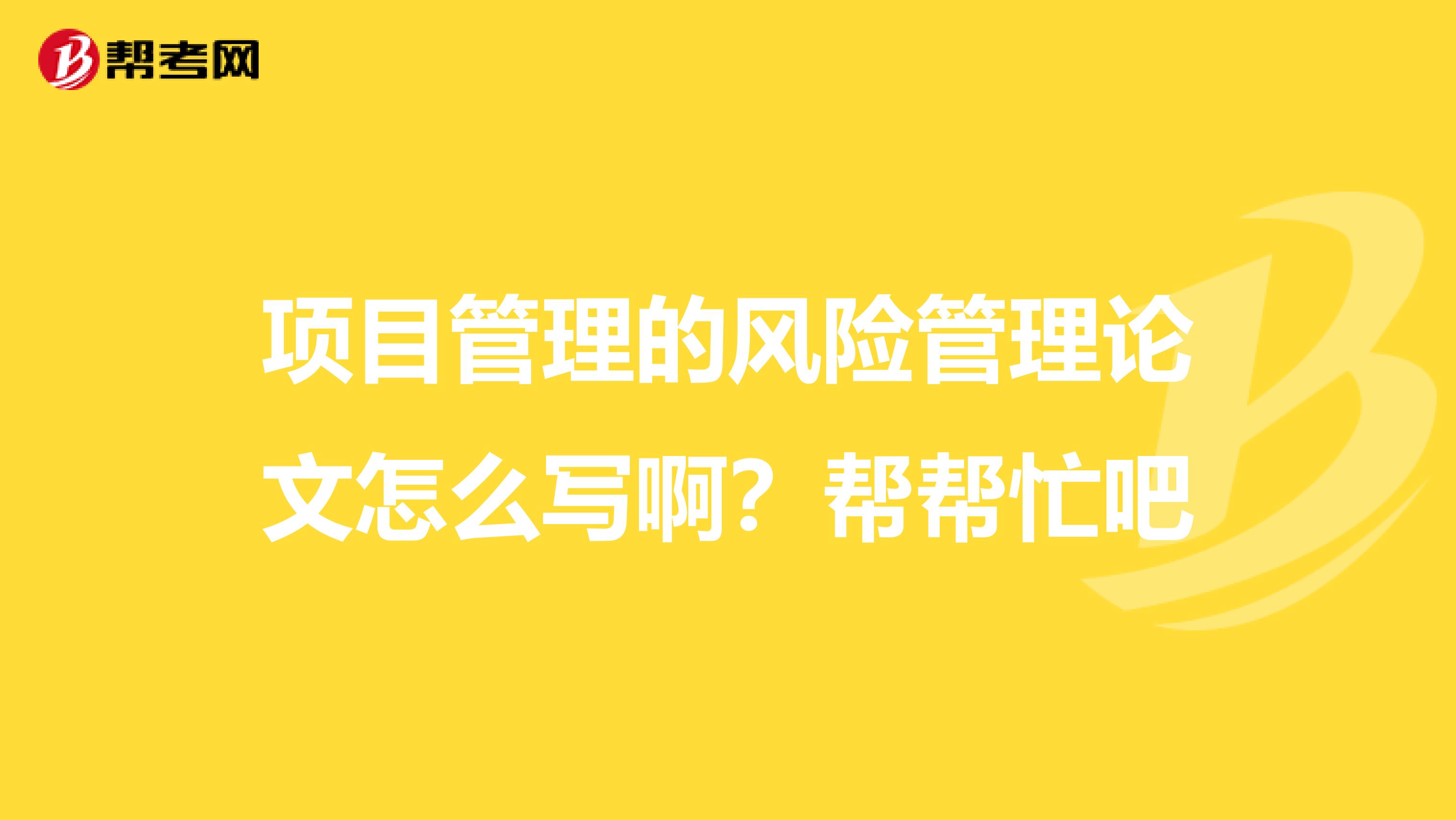 项目管理的风险管理论文怎么写啊？帮帮忙吧