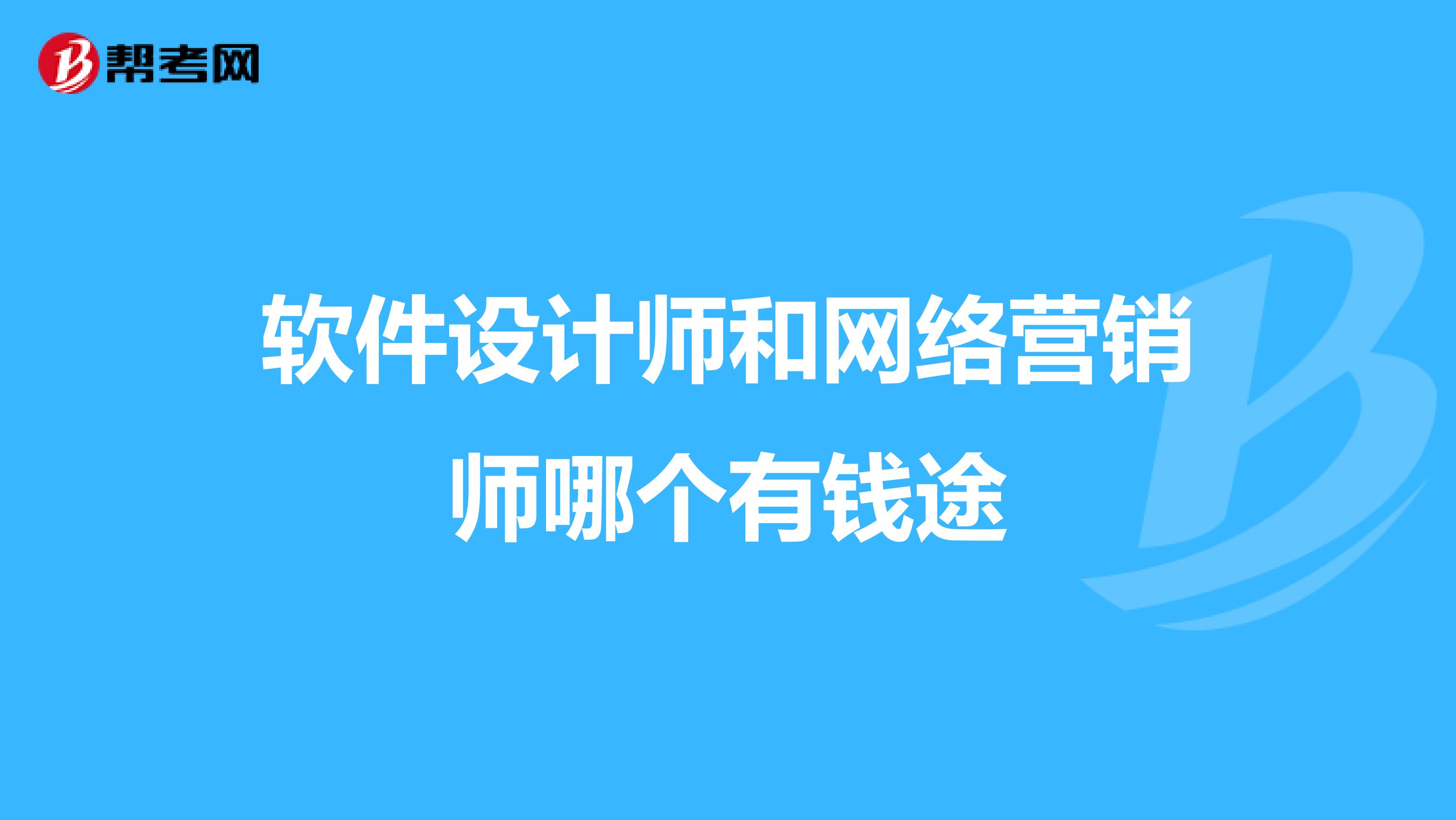 软件设计师和网络营销师哪个有钱途