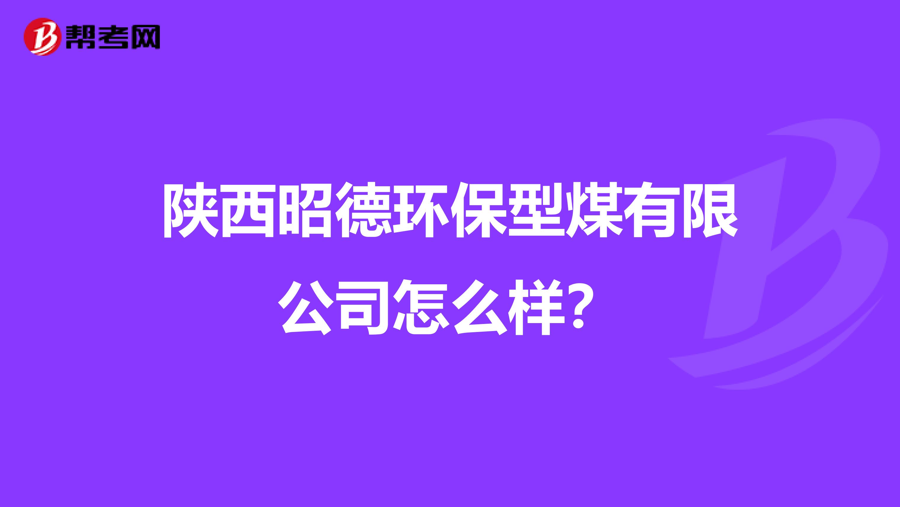 陕西昭德环保型煤有限公司怎么样？