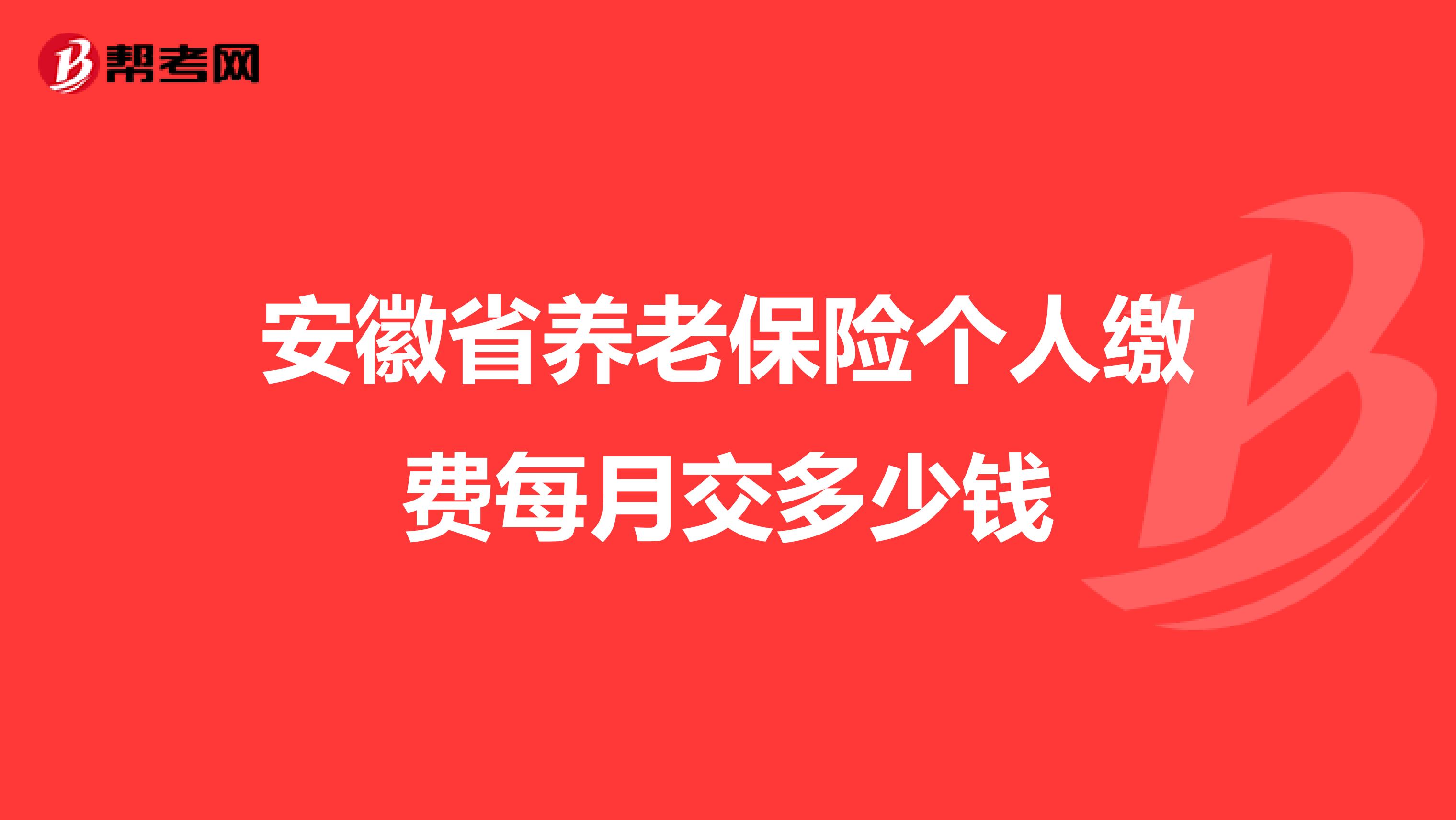 安徽省养老保险个人缴费每月交多少钱