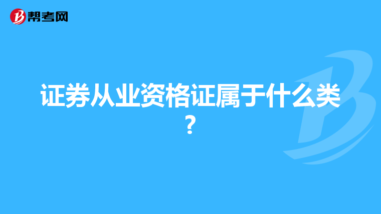 证券从业资格证属于什么类?