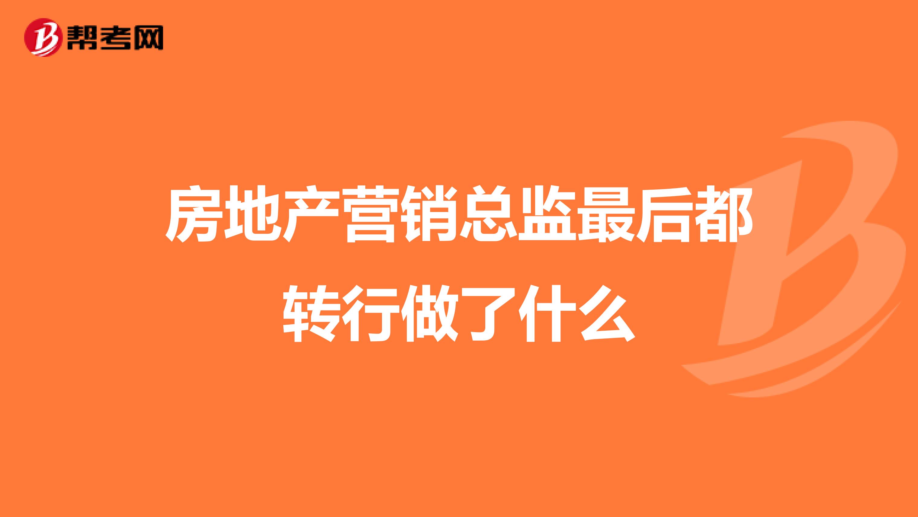 房地产营销总监最后都转行做了什么