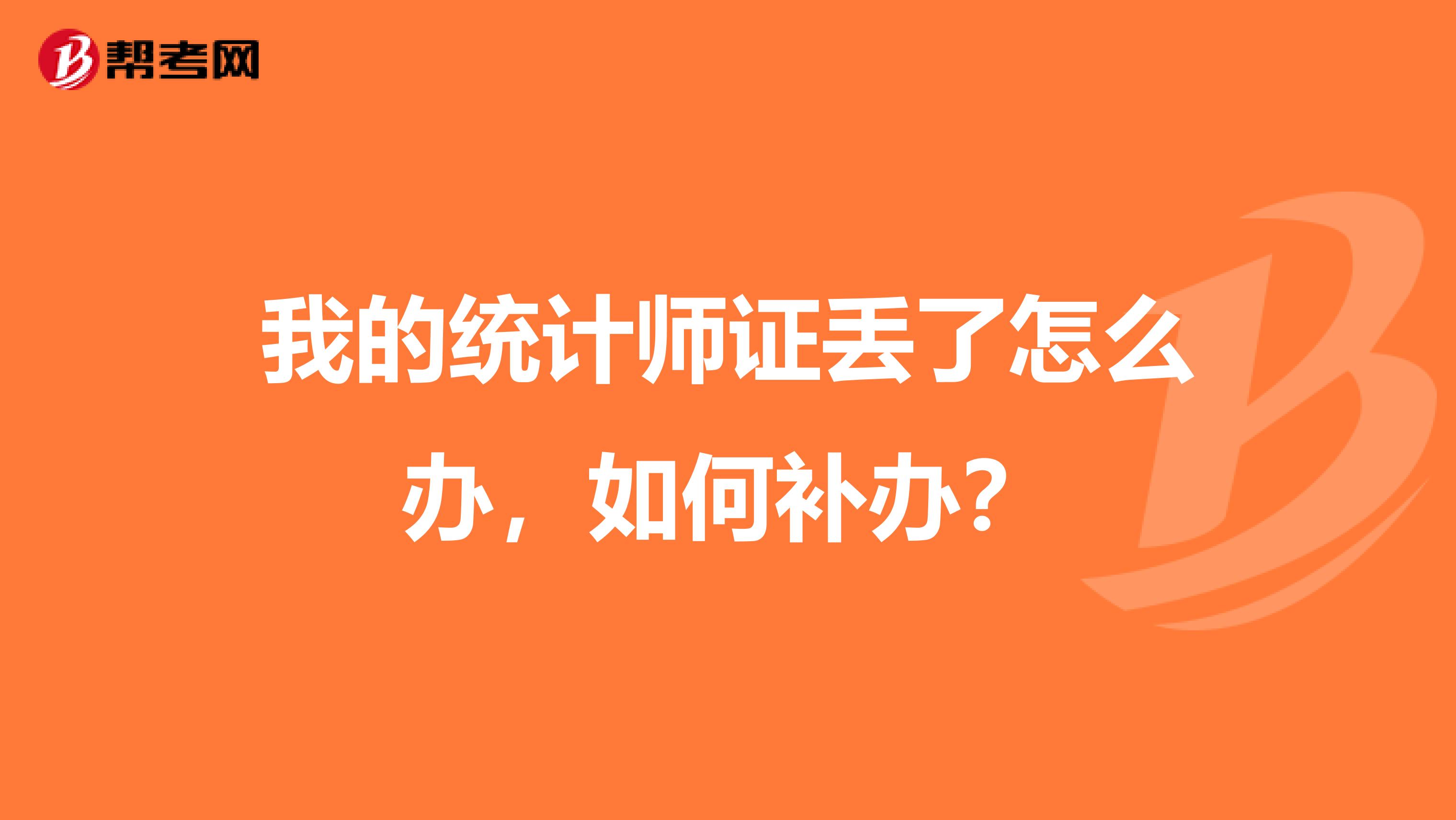 我的统计师证丢了怎么办,如何补办?