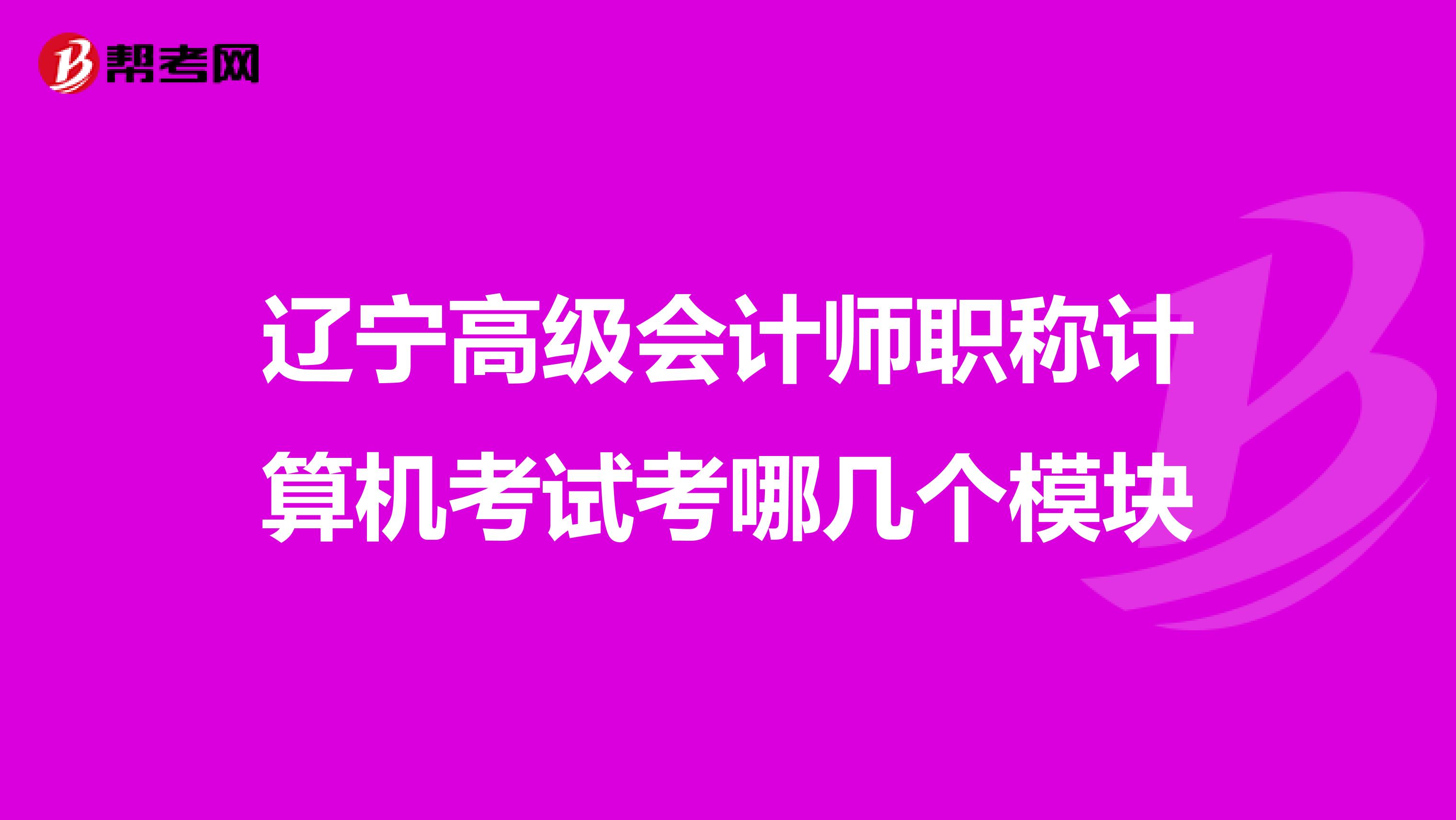 辽宁高级会计师职称计算机考试考哪几个模块