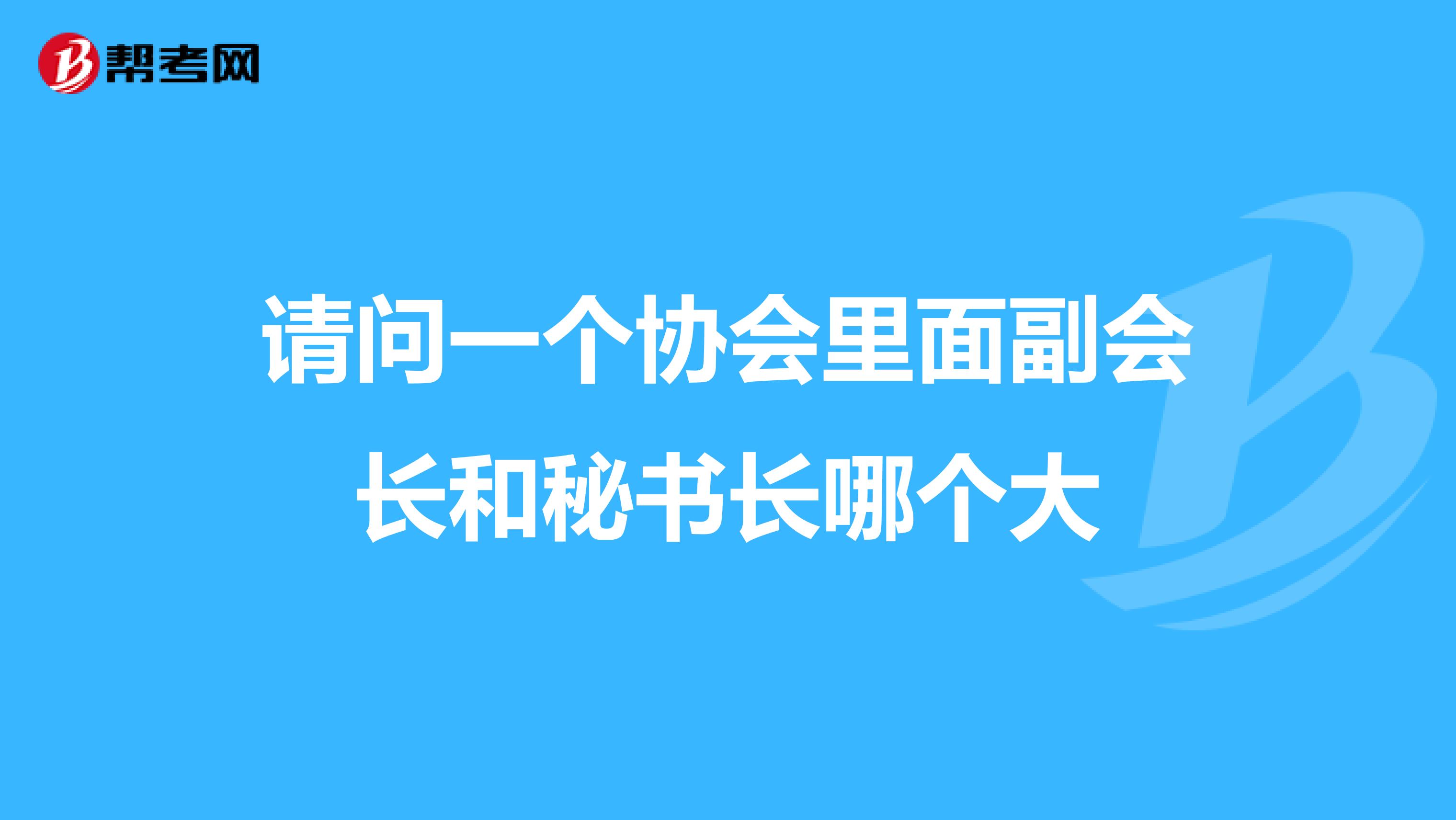 请问一个协会里面副会长和秘书长哪个大