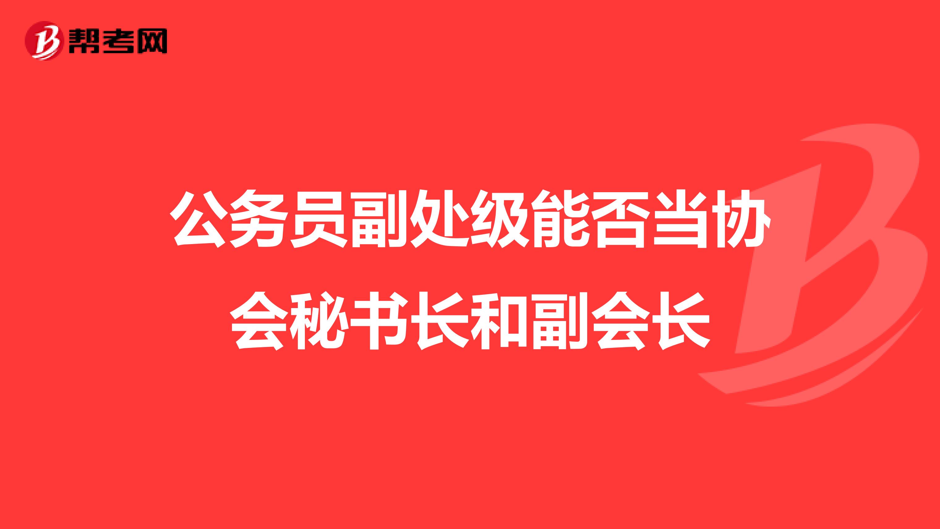公务员副处级能否当协会秘书长和副会长