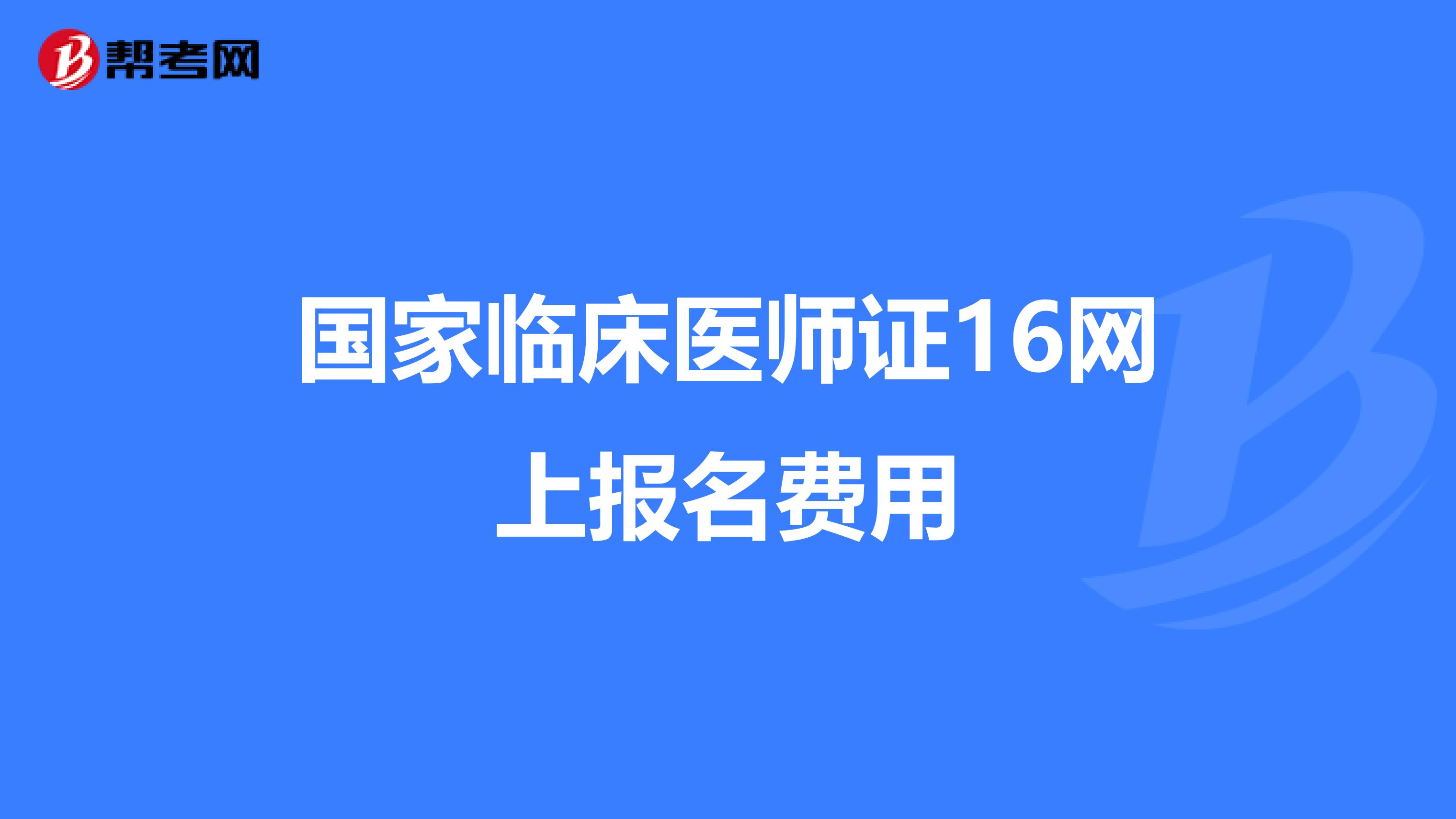 国家临床医师证16网上报名费用